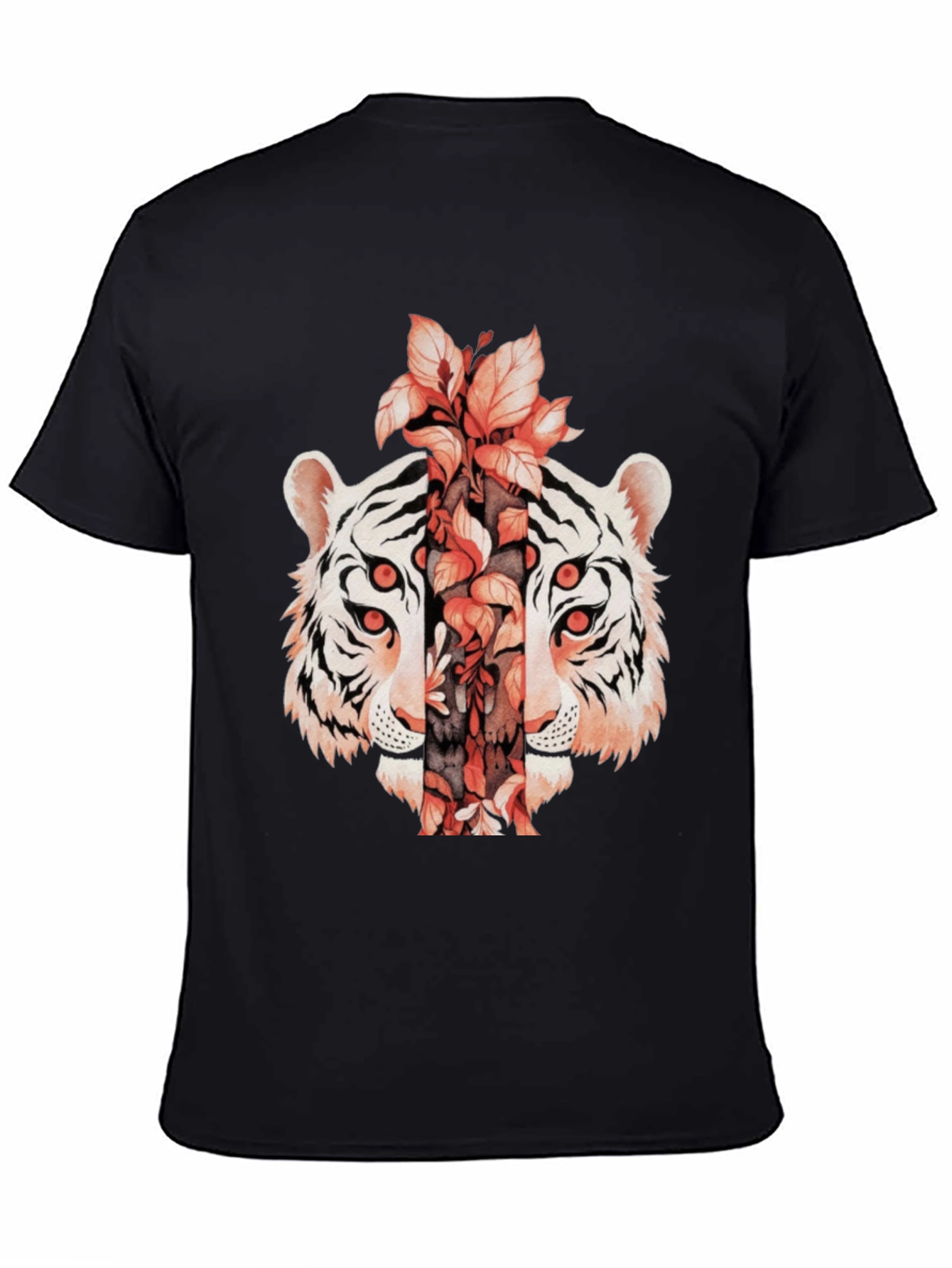 Tiger Floral Print Black T-Shirt