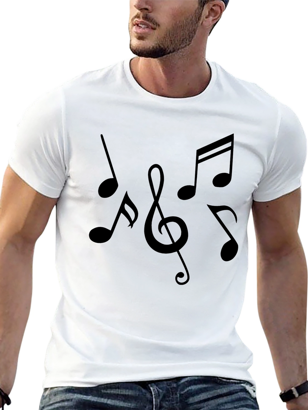 Music Notes Graphic Tee | Classic Crew Neck T-Shirt