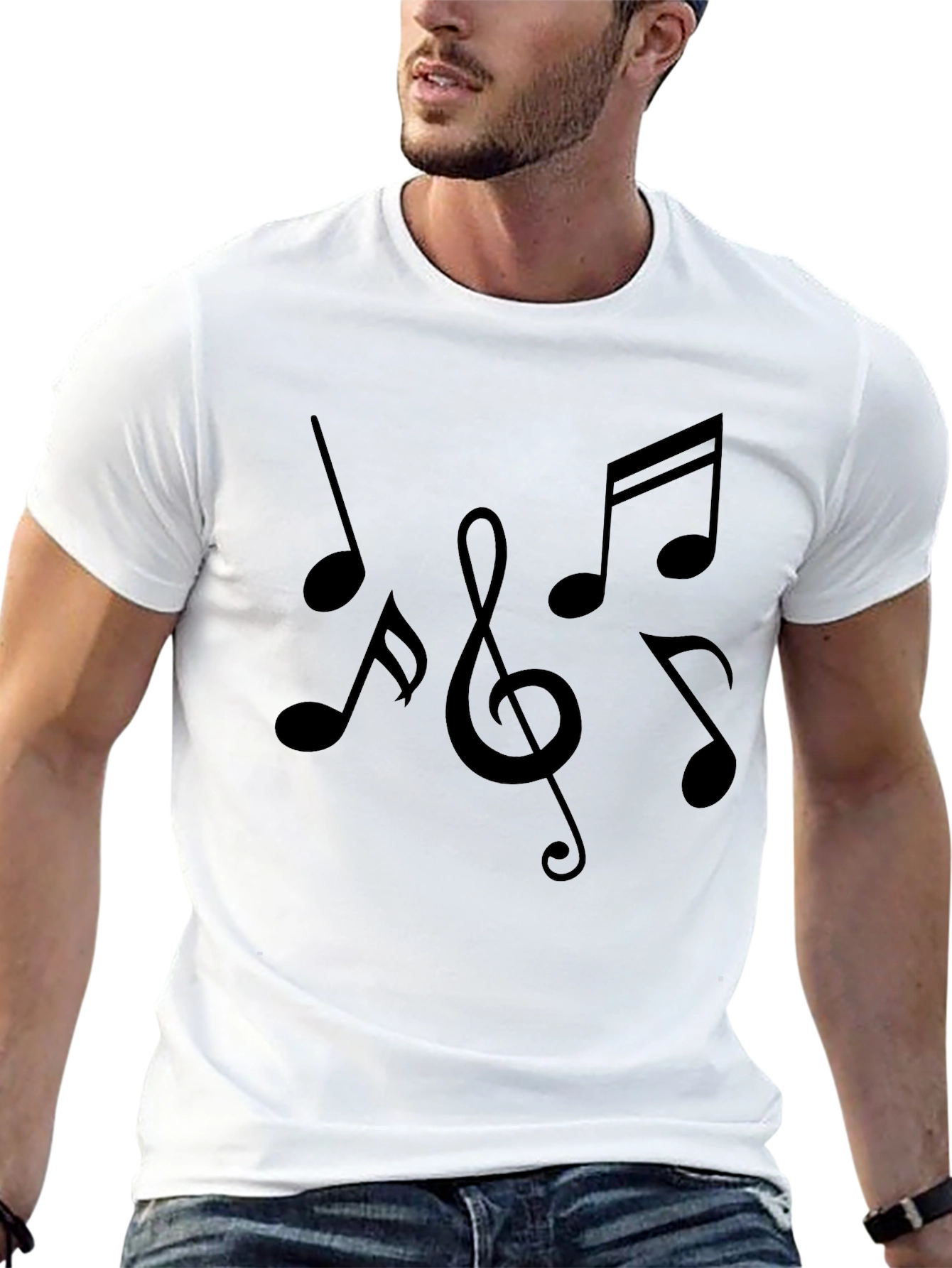 Music Notes Graphic Tee | Classic Crew Neck T-Shirt