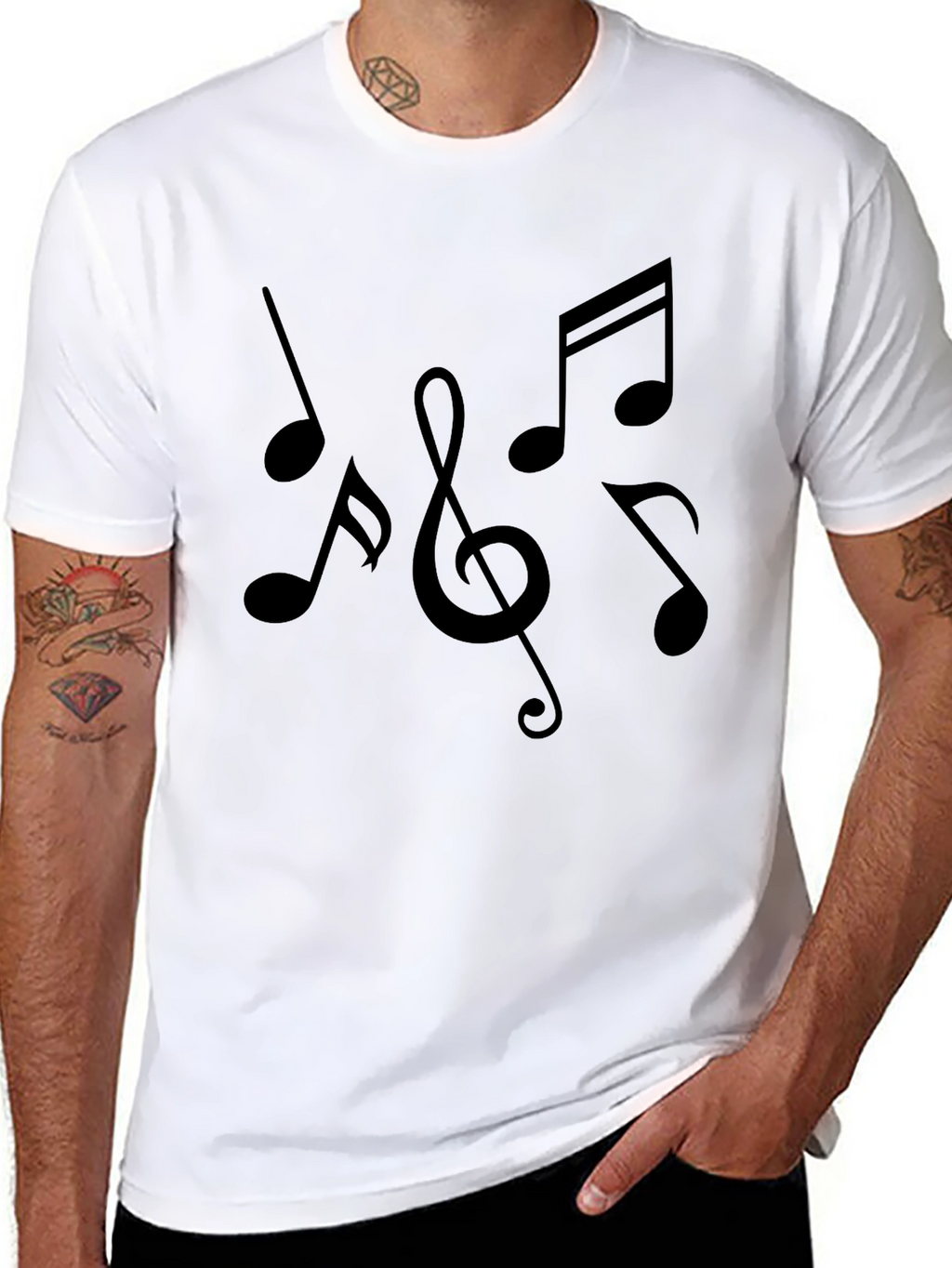 Music Notes Graphic Tee | Classic Crew Neck T-Shirt