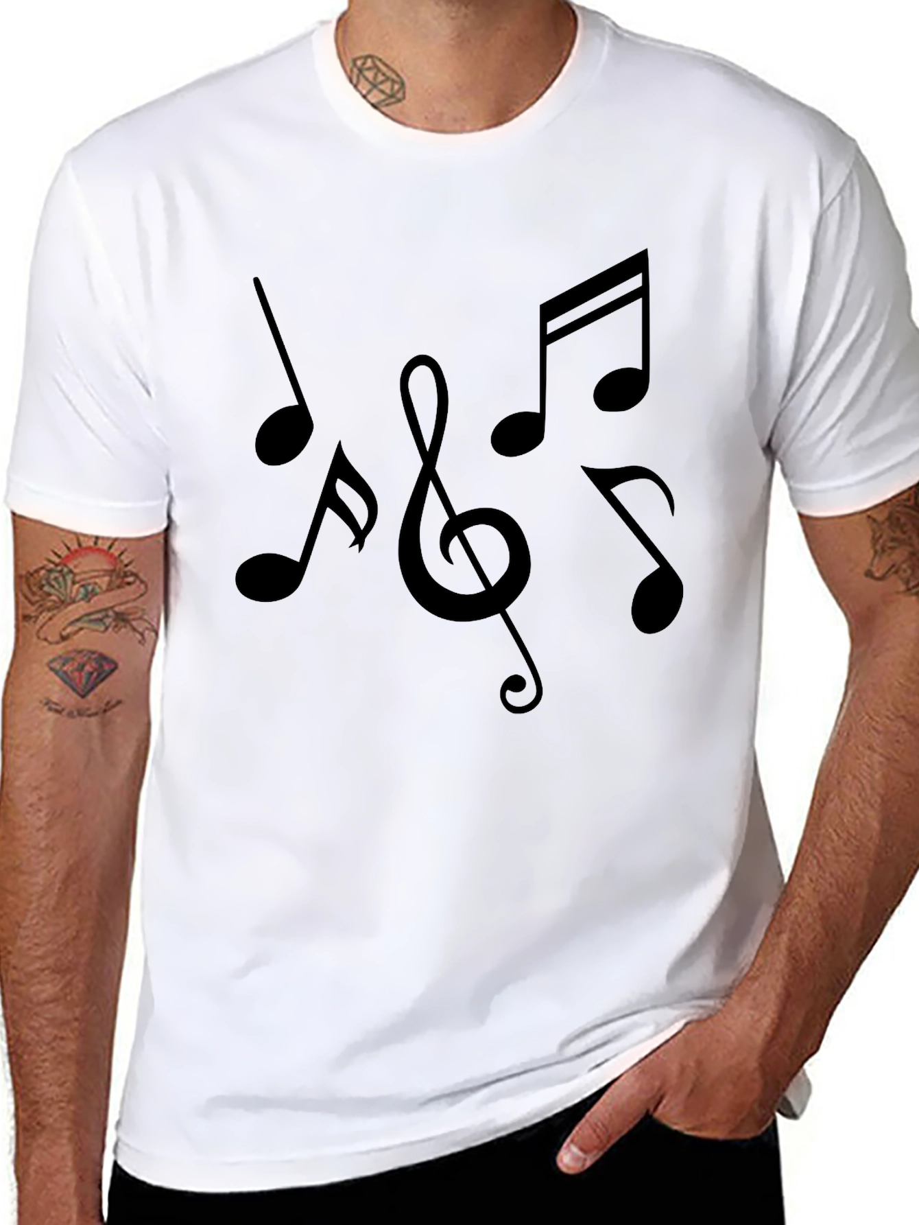 Music Notes Graphic Tee | Classic Crew Neck T-Shirt
