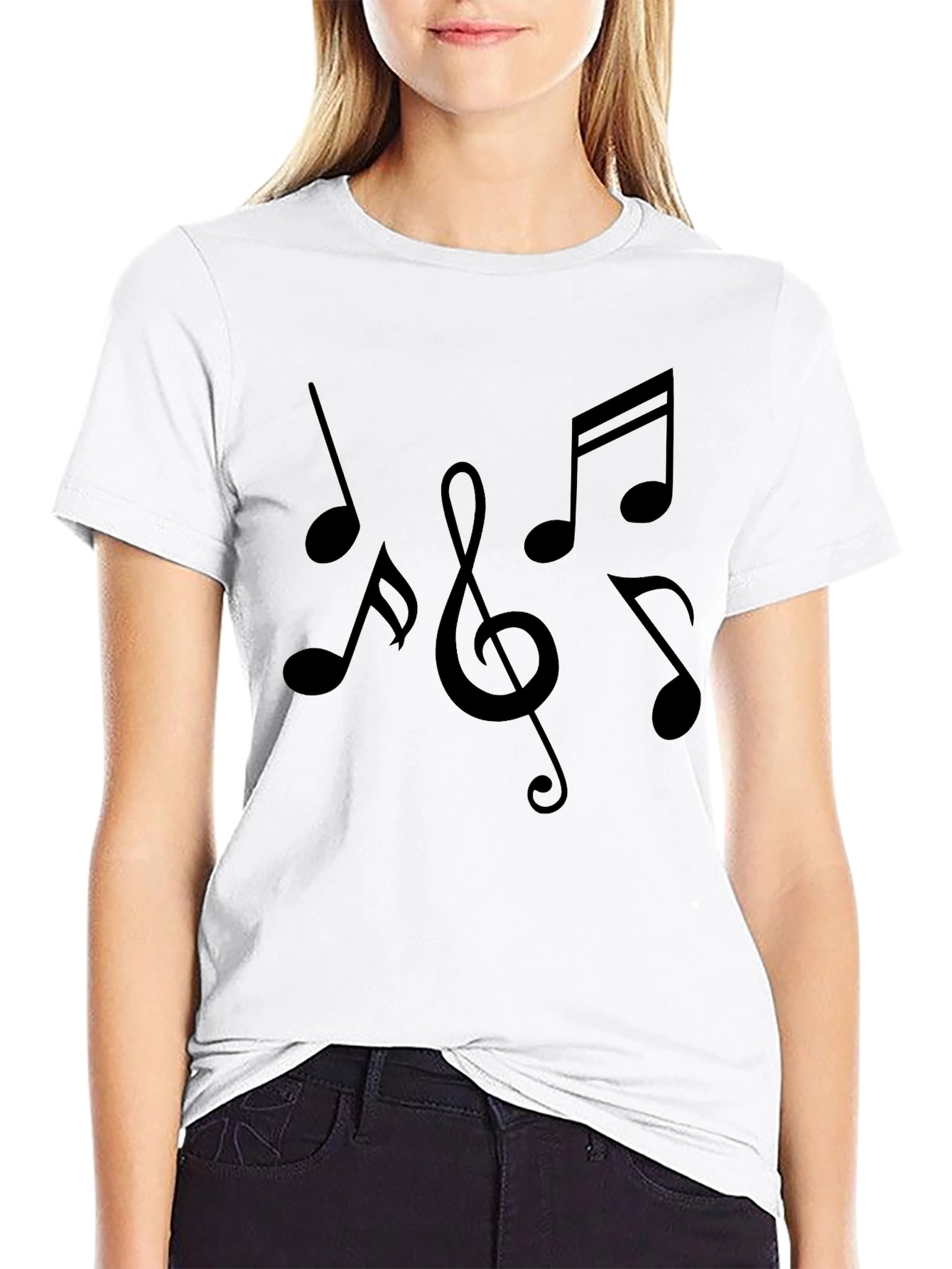 Music Notes Graphic Tee | Classic Crew Neck T-Shirt