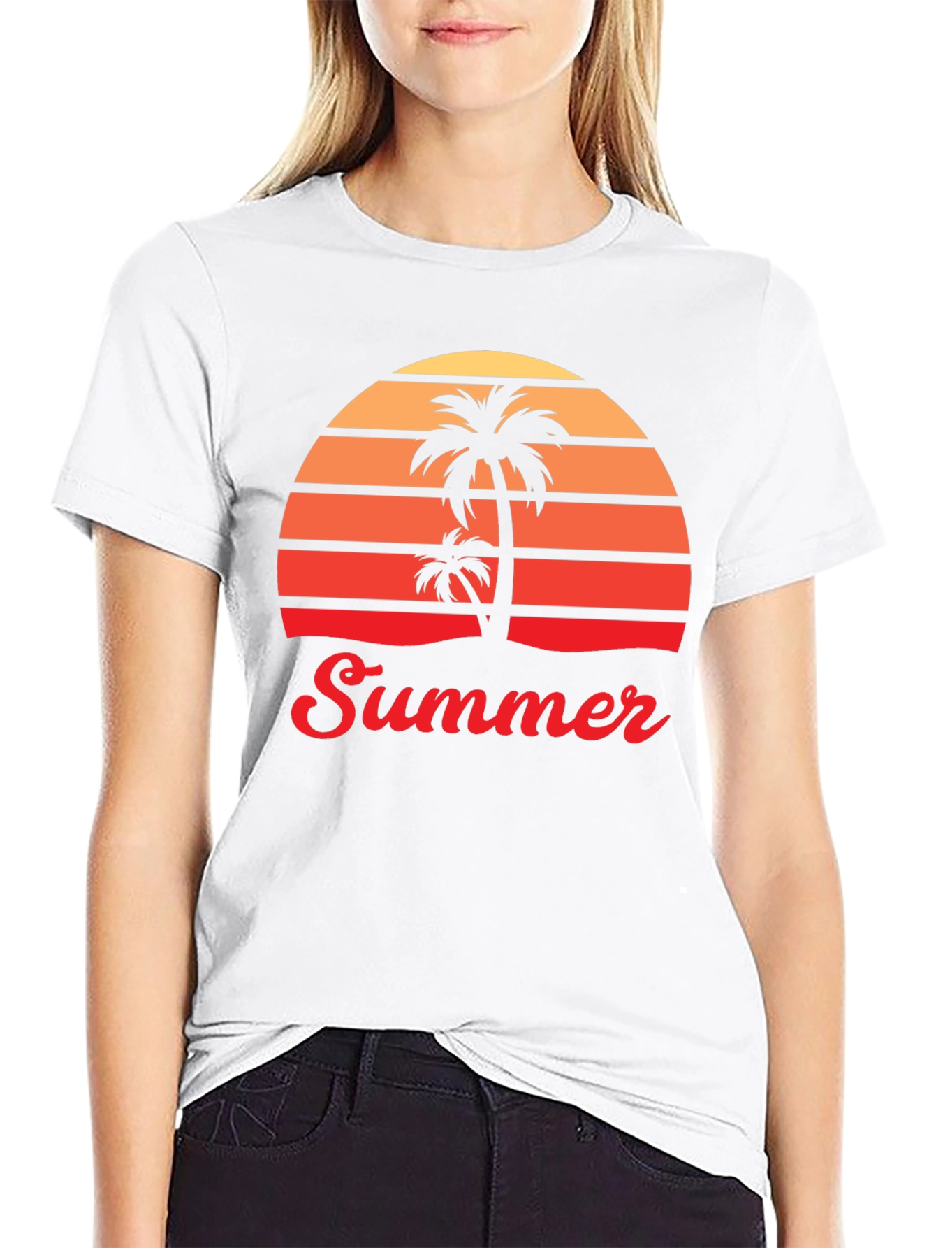 Retro Summer Palm Tree Graphic T-Shirt