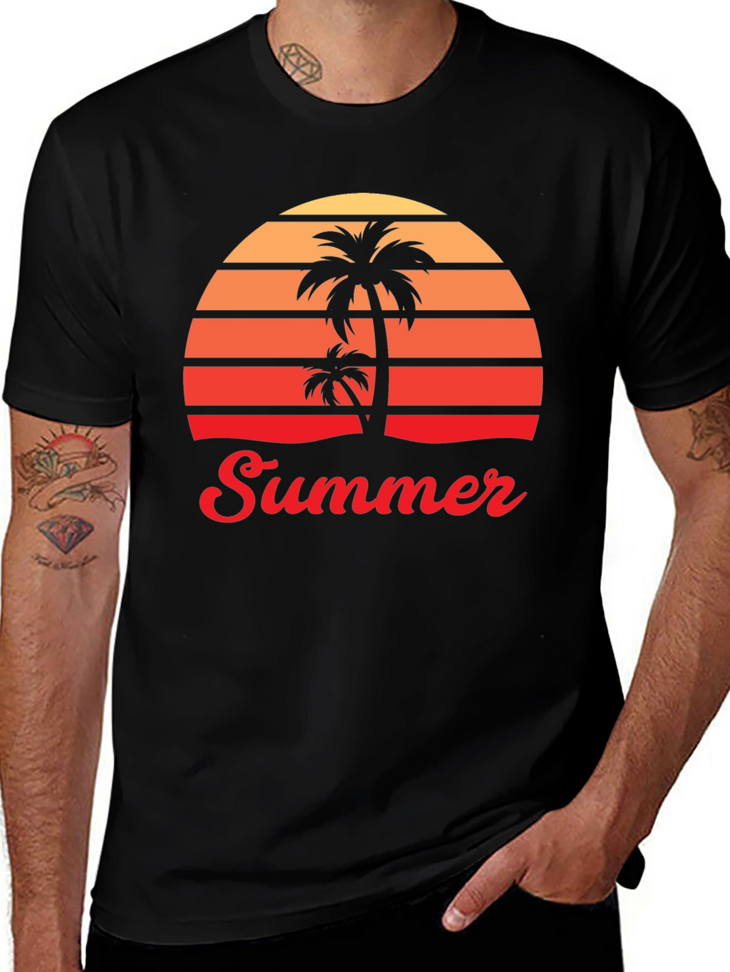 Retro Summer Palm Tree Graphic T-Shirt