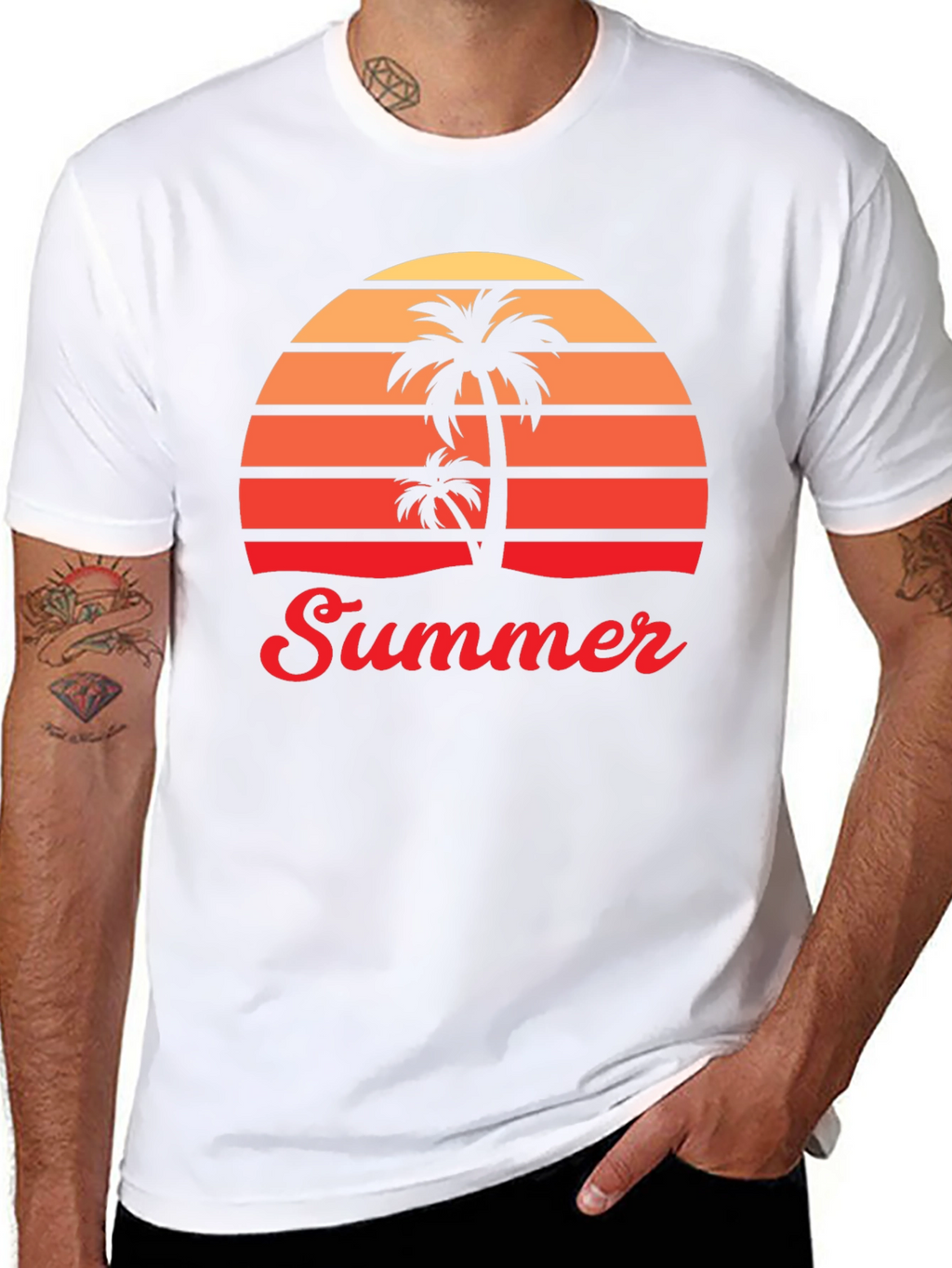Retro Summer Palm Tree Graphic T-Shirt