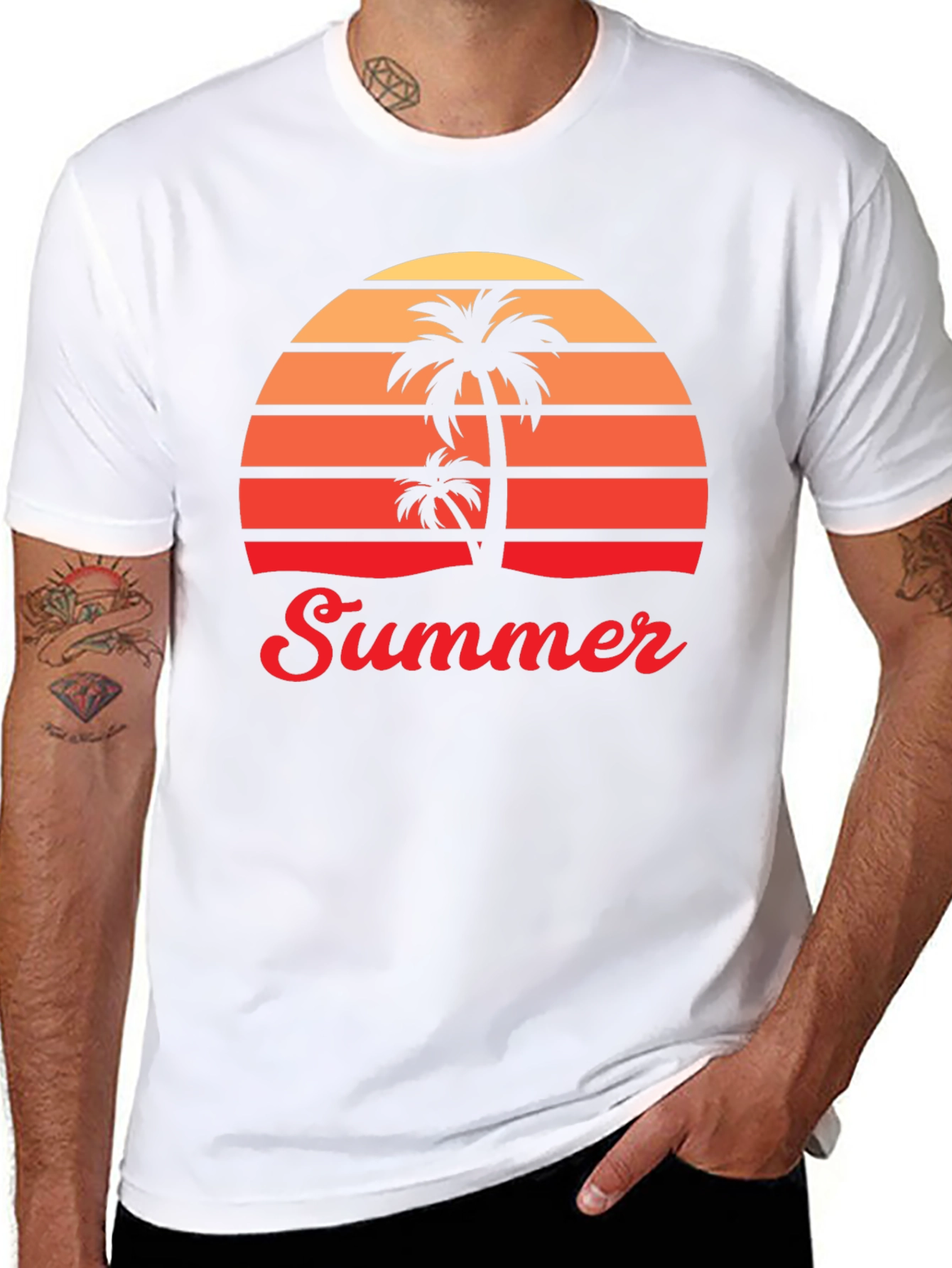 Retro Summer Palm Tree Graphic T-Shirt