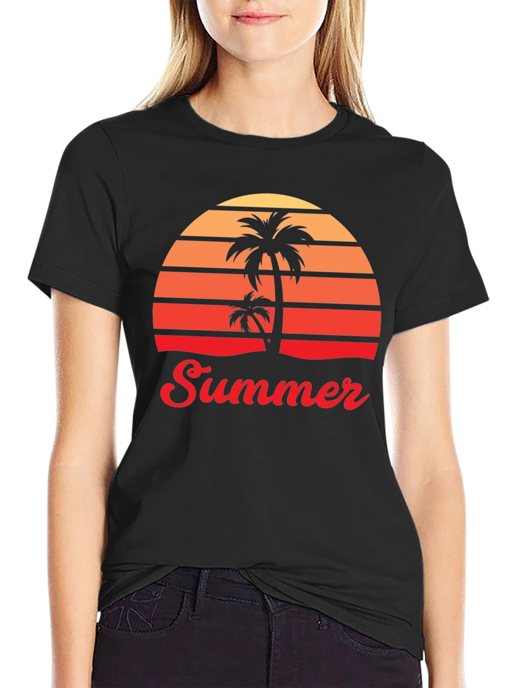 Retro Summer Palm Tree Graphic T-Shirt