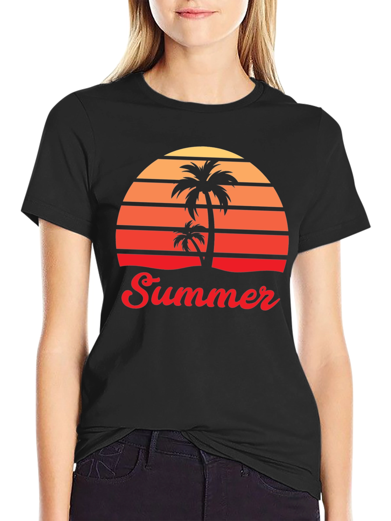 Retro Summer Palm Tree Graphic T-Shirt