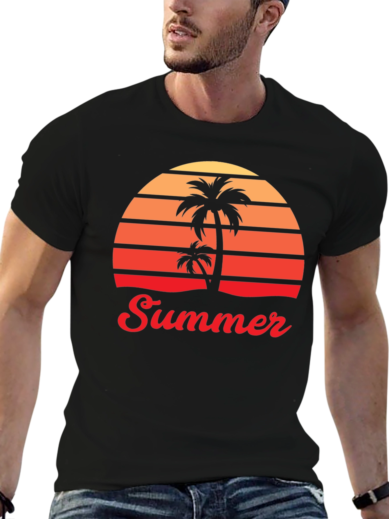 Retro Summer Palm Tree Graphic T-Shirt