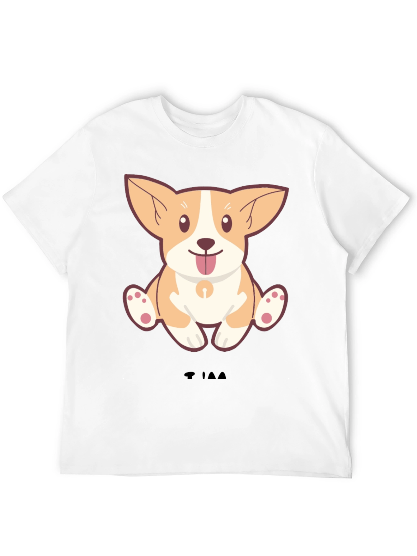 Cute Corgi Dog Cartoon Black T-Shirt