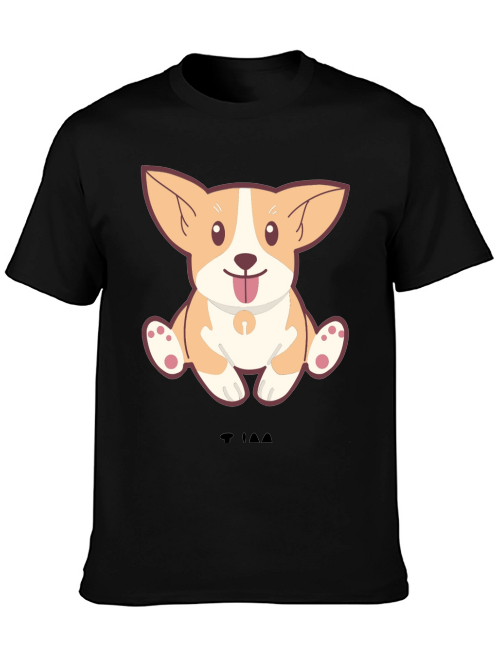 Cute Corgi Dog Cartoon Black T-Shirt
