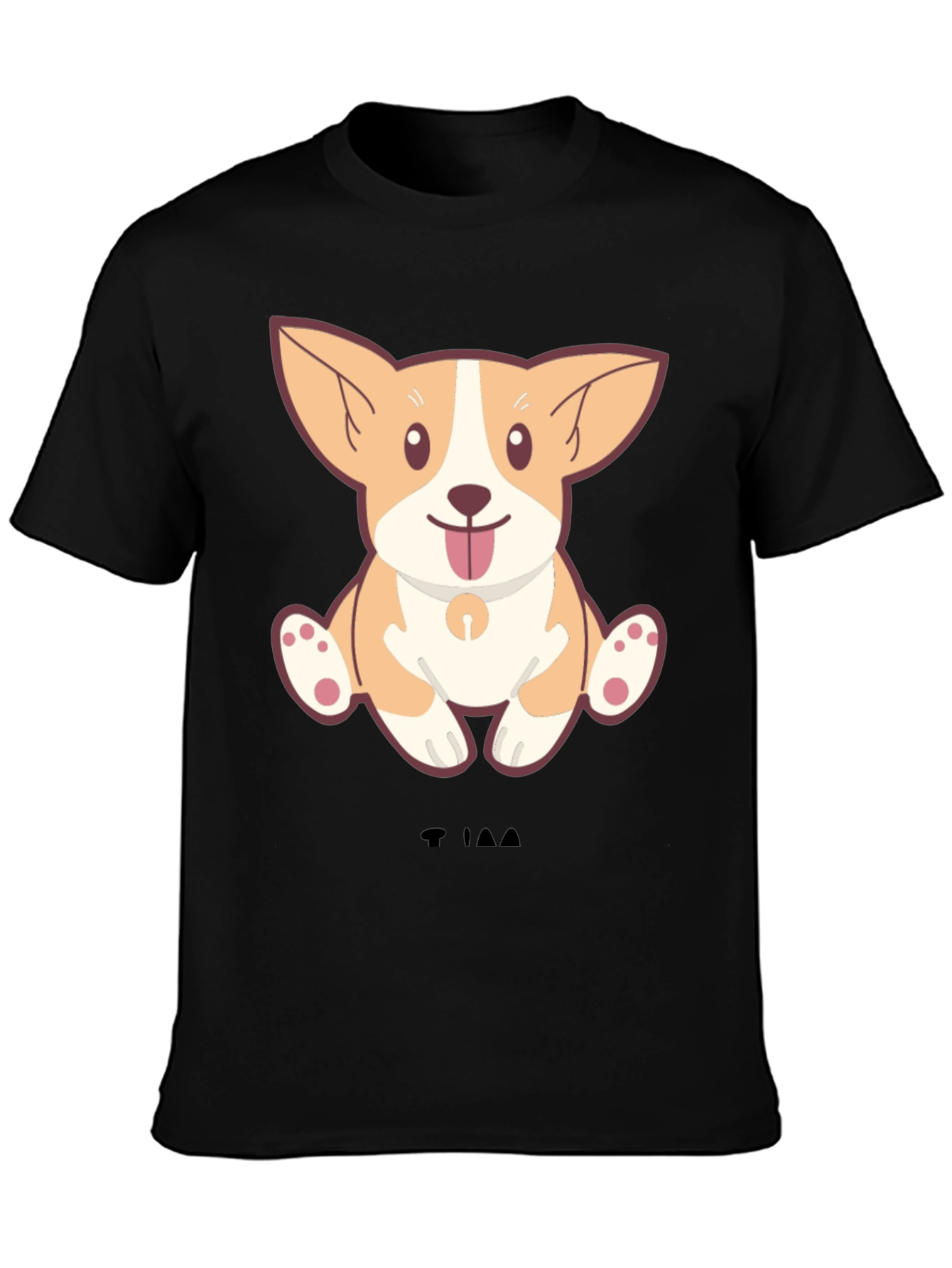 Cute Corgi Dog Cartoon Black T-Shirt