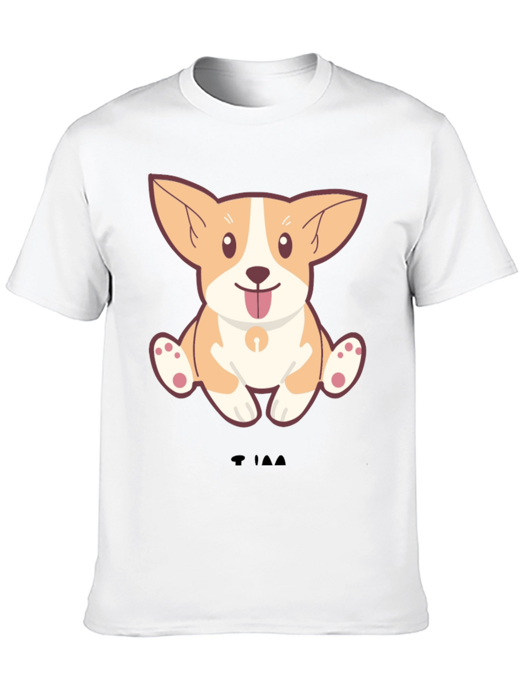 Cute Corgi Dog Cartoon Black T-Shirt