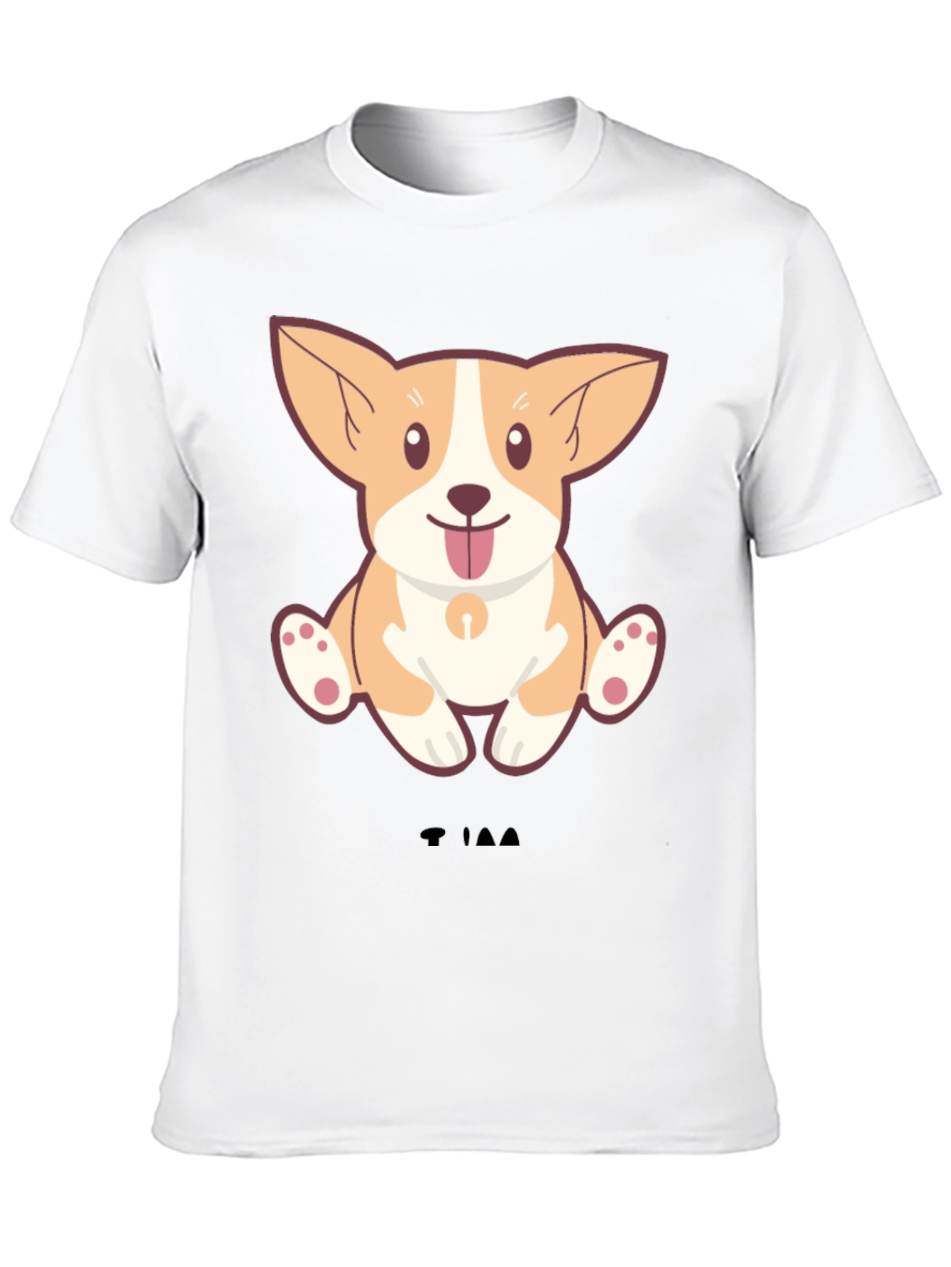 Cute Corgi Dog Cartoon Black T-Shirt