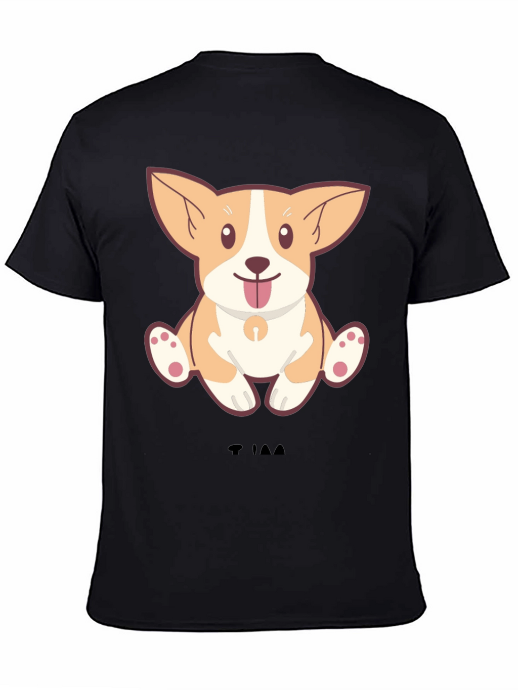 Cute Corgi Dog Cartoon Black T-Shirt