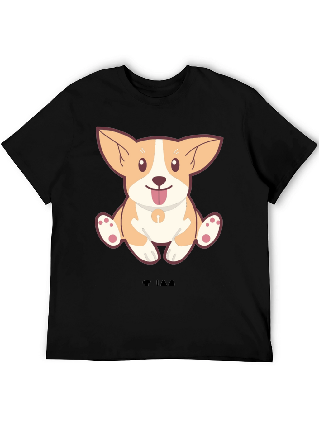 Cute Corgi Dog Cartoon Black T-Shirt
