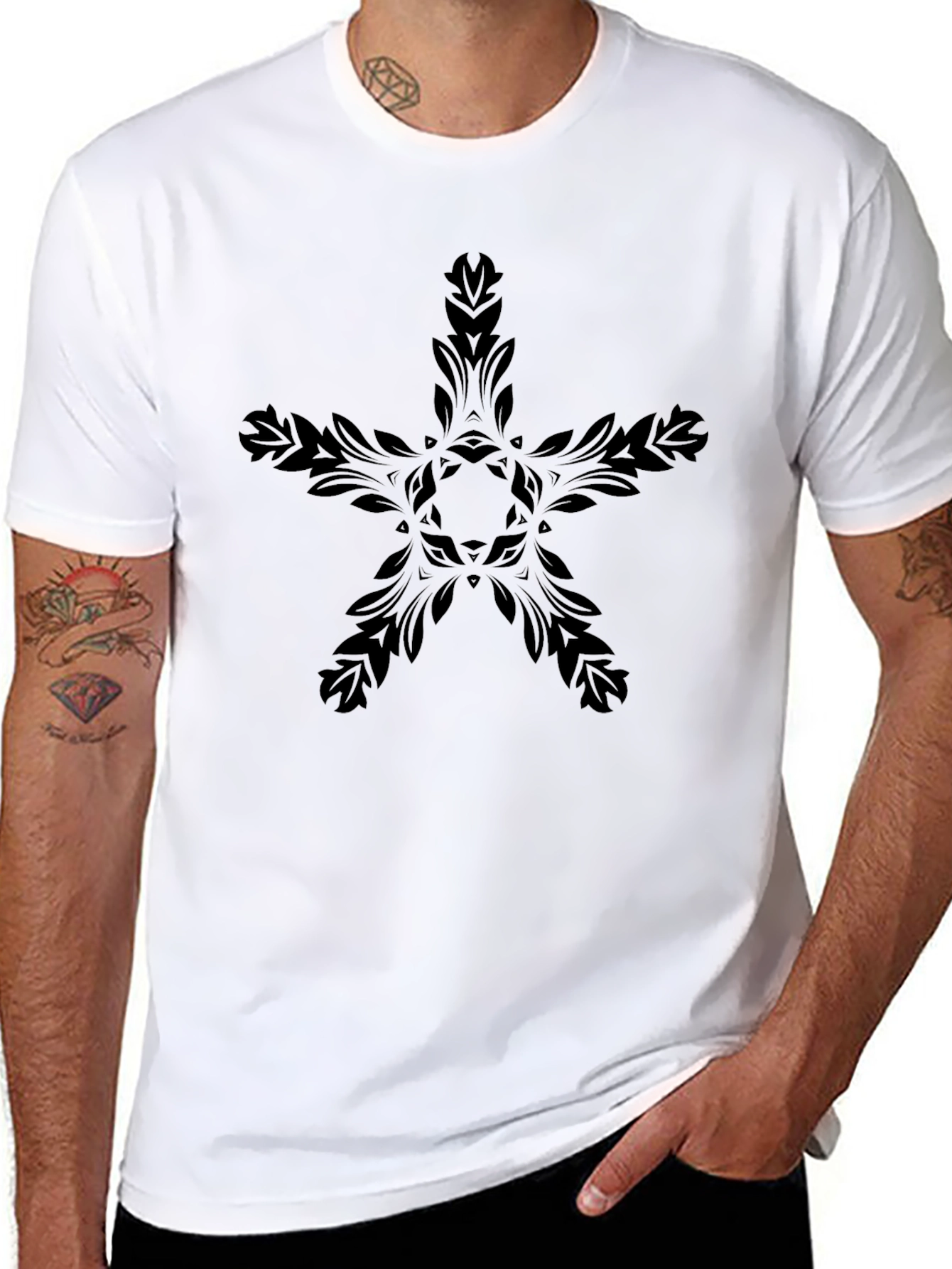 Black Floral Star Graphic Tee