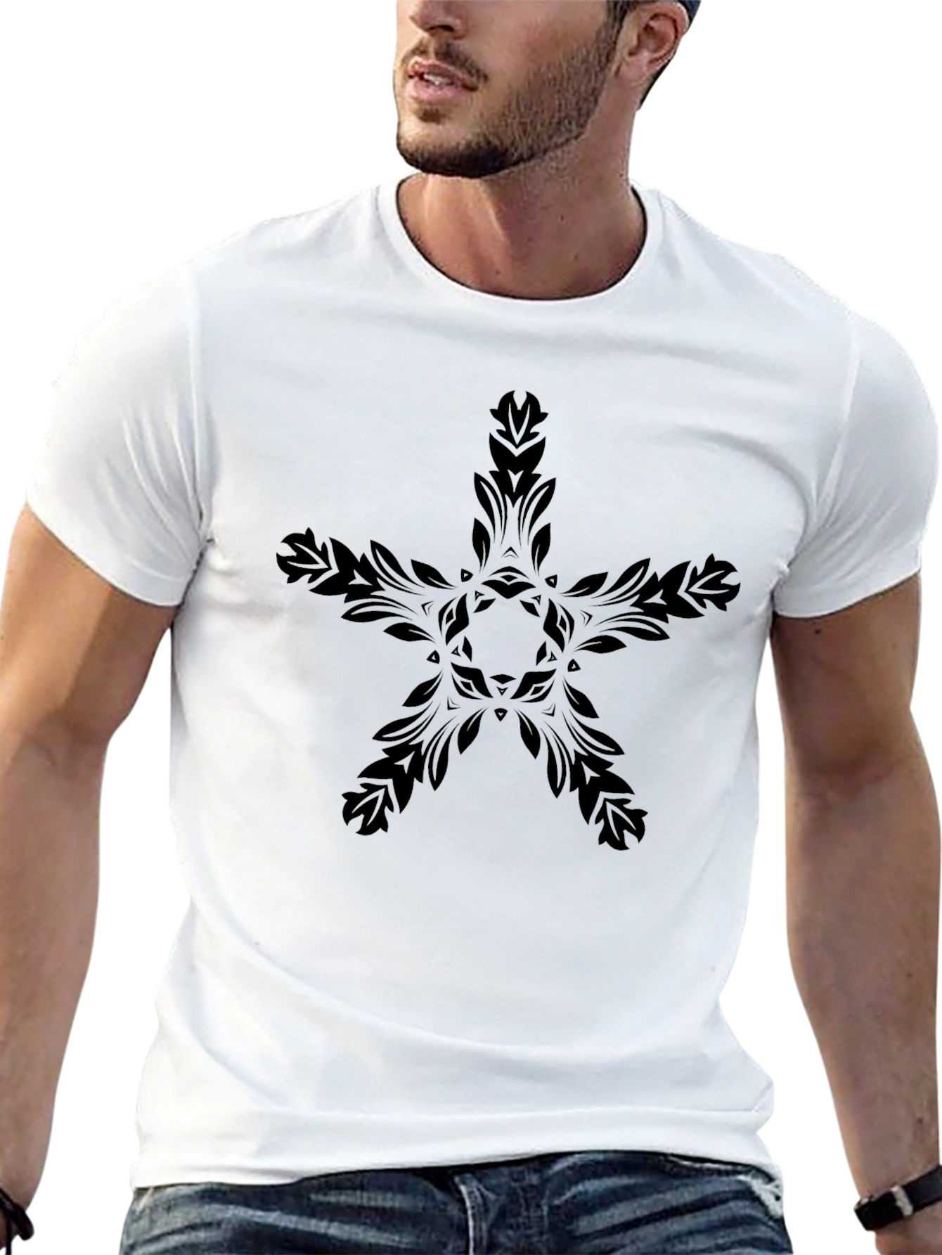 Black Floral Star Graphic Tee
