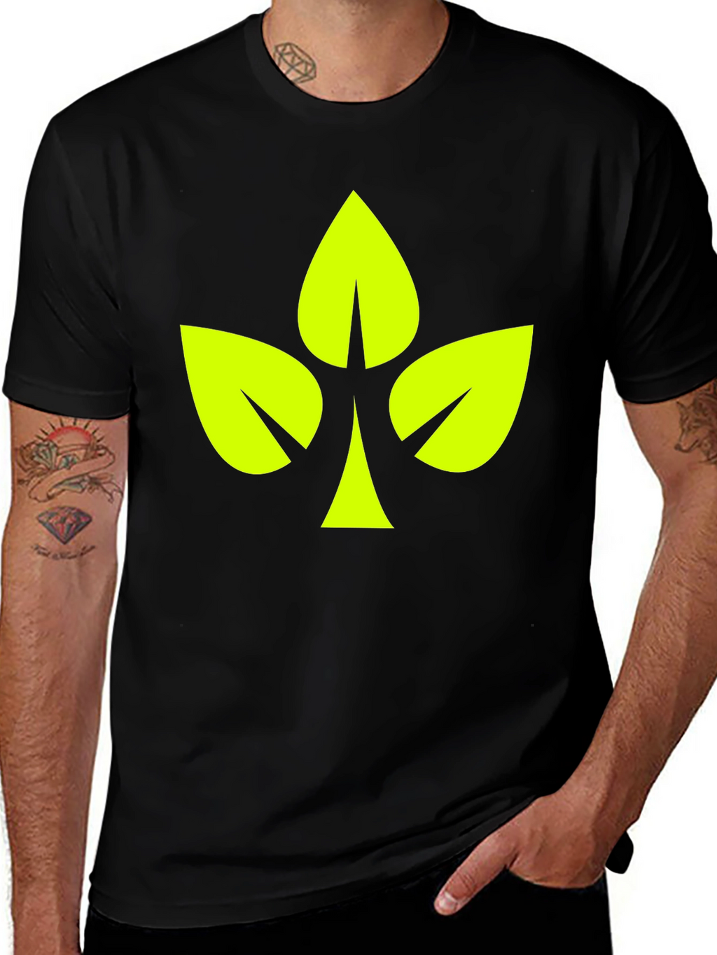 Leaf Clover Graphic Black T-Shirt