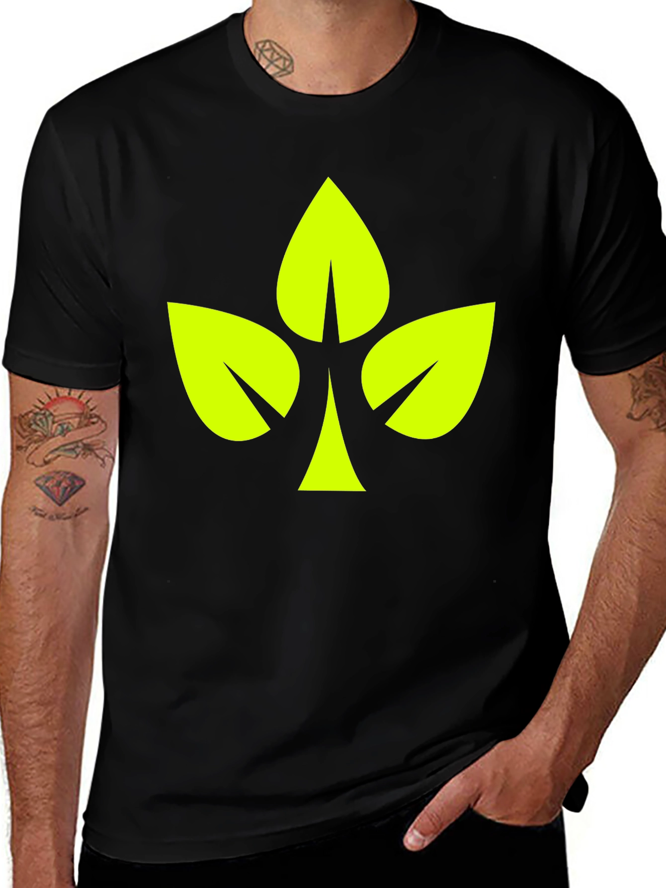 Leaf Clover Graphic Black T-Shirt
