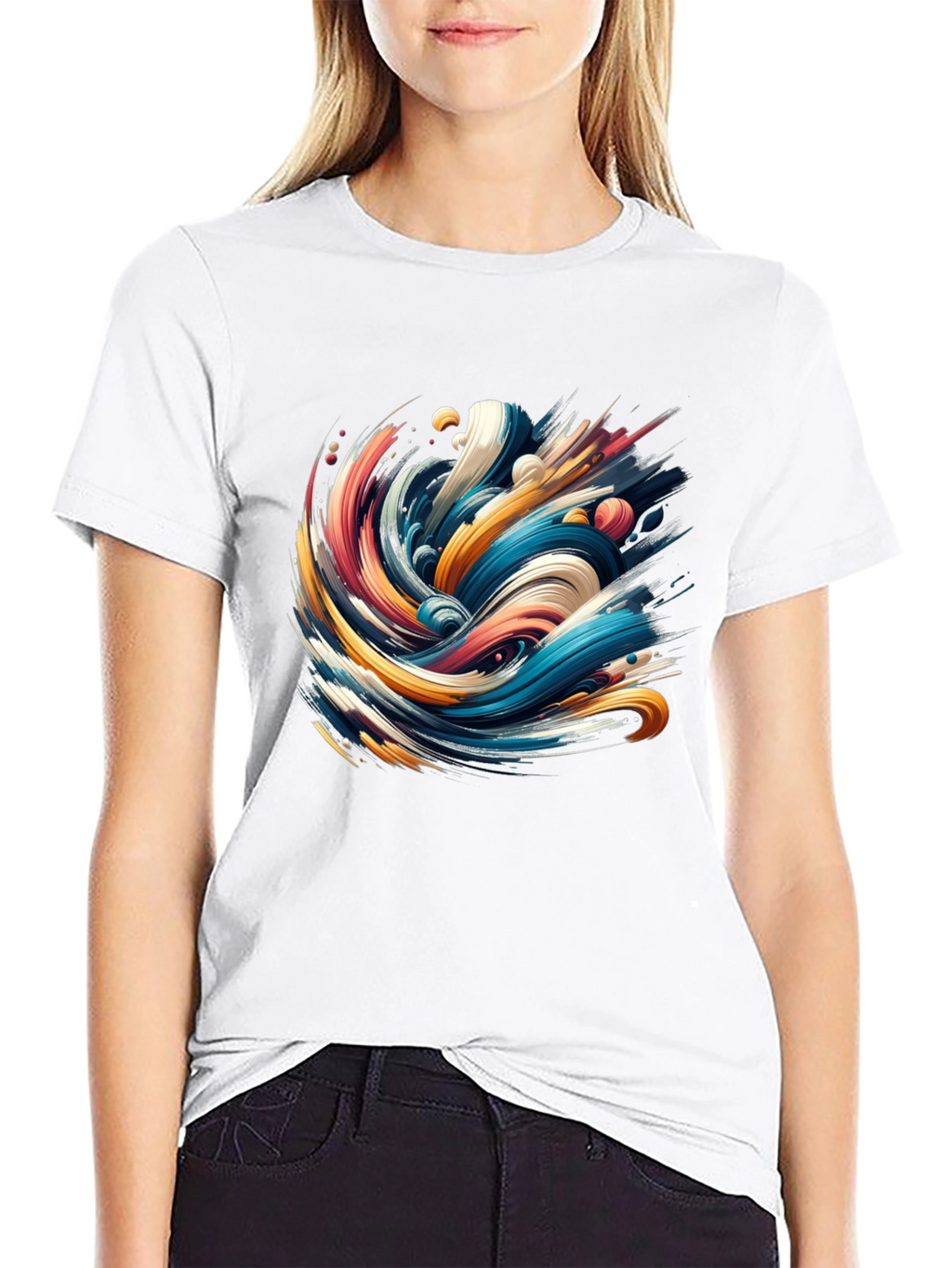 Abstract Wave Graphic Black T-Shirt