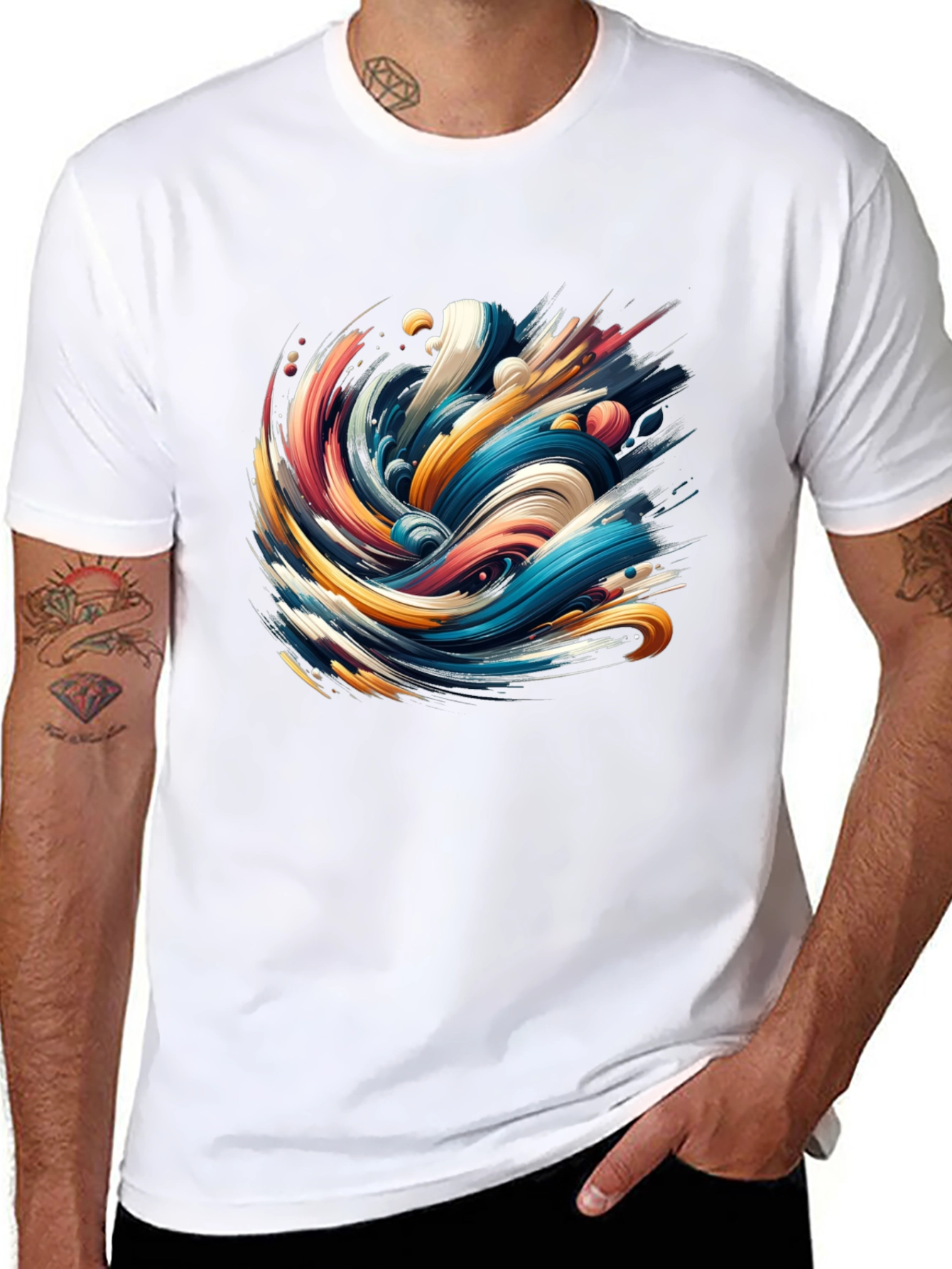 Abstract Wave Graphic Black T-Shirt