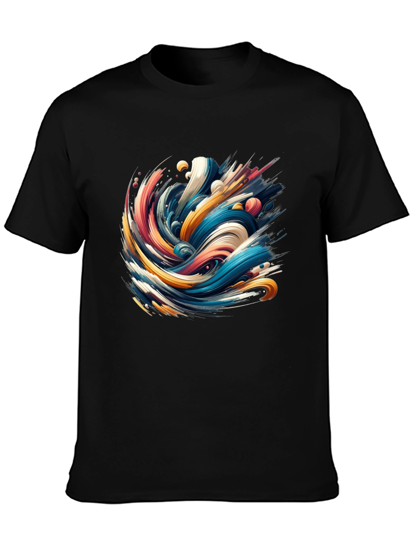 Abstract Wave Graphic Black T-Shirt
