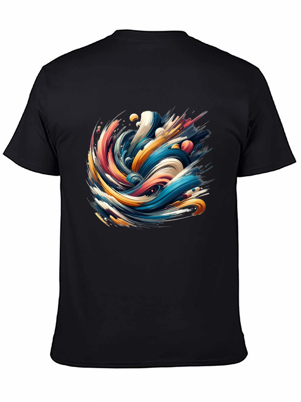 Abstract Wave Graphic Black T-Shirt