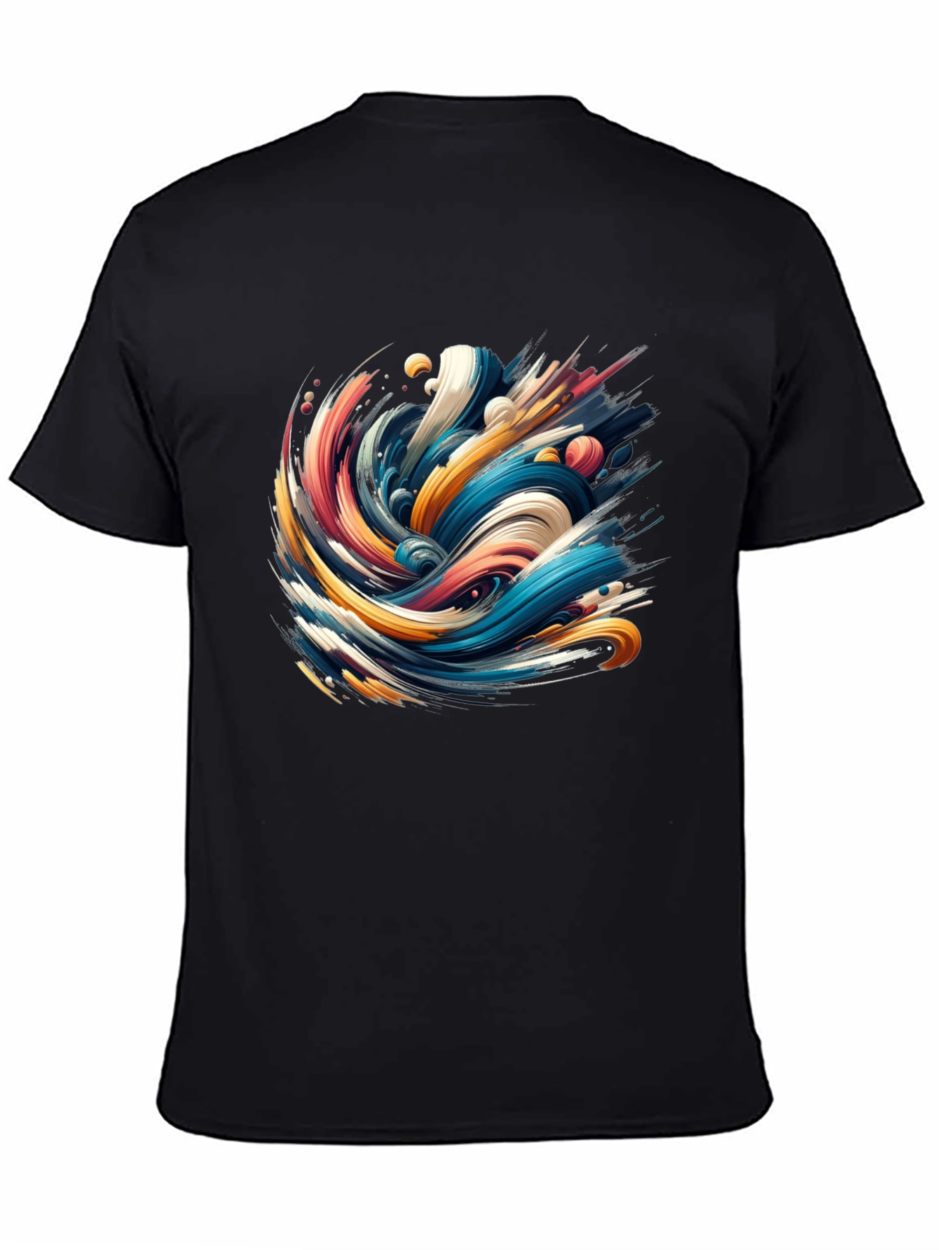 Abstract Wave Graphic Black T-Shirt
