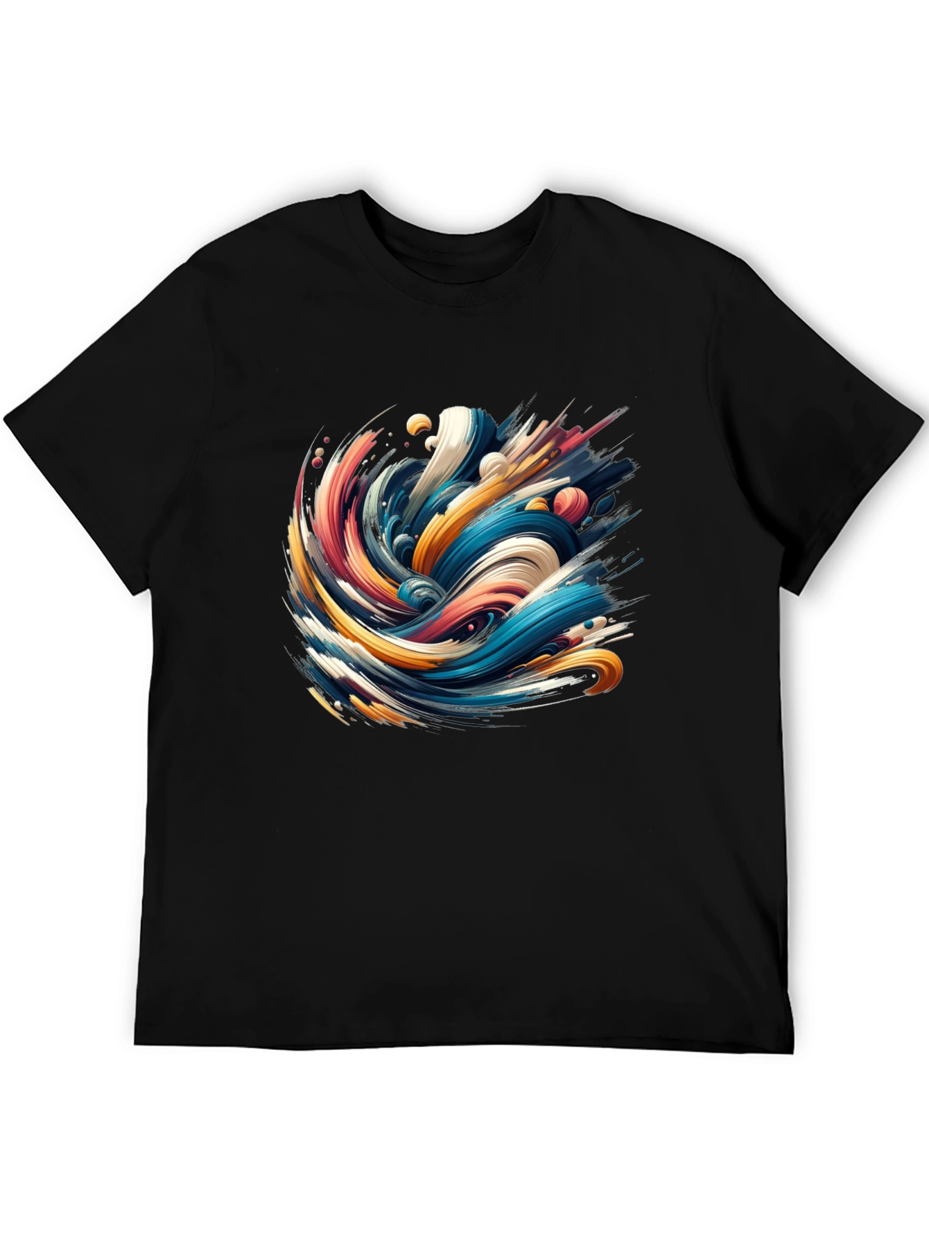 Abstract Wave Graphic Black T-Shirt