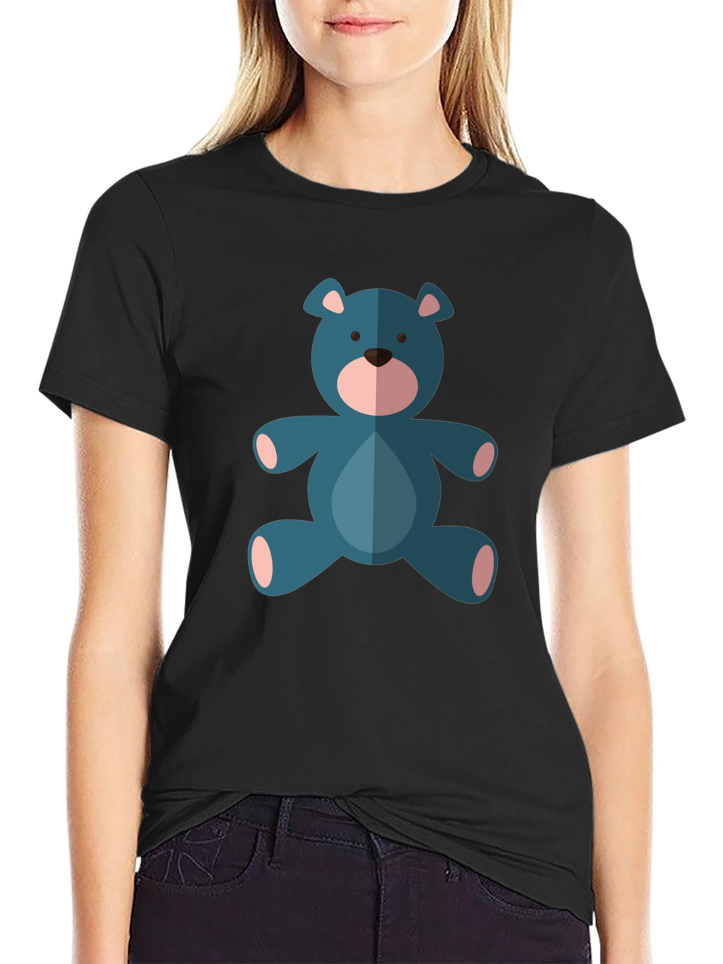 Teddy Bear Graphic T-Shirt - Casual Black Tee