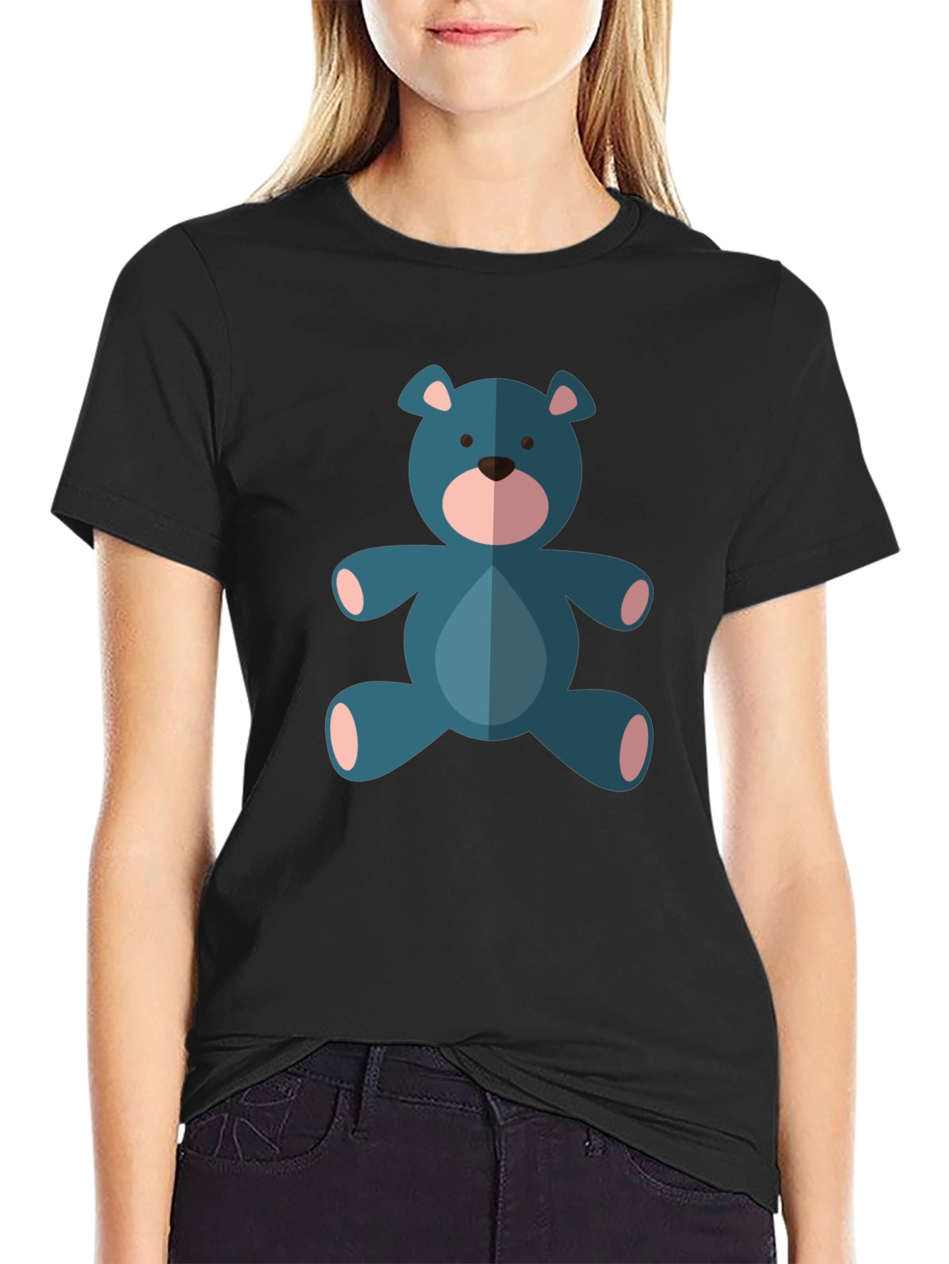 Teddy Bear Graphic T-Shirt - Casual Black Tee