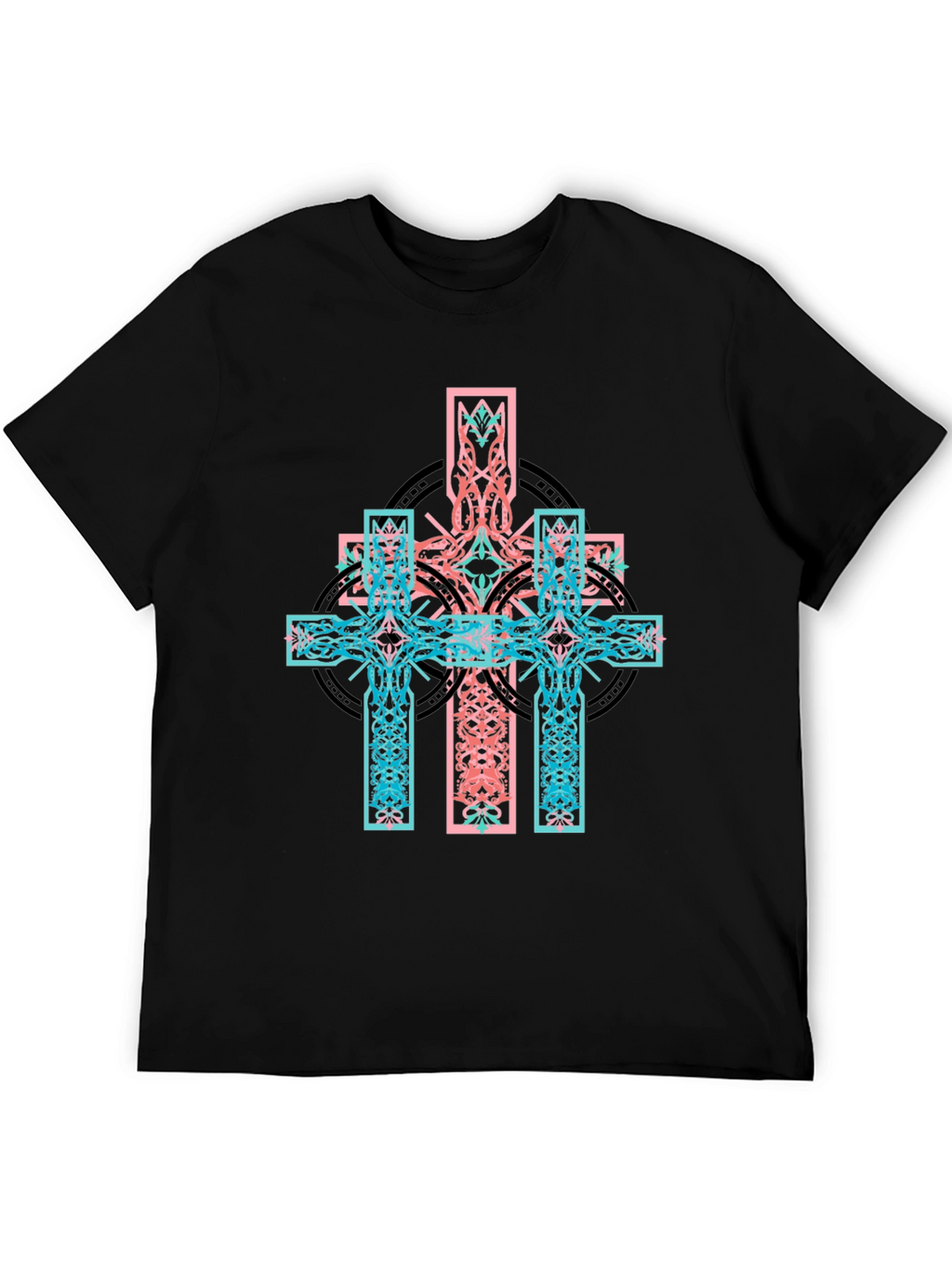 Celtic Cross Graphic Print Black T-Shirt
