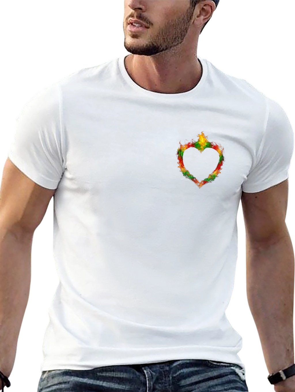 Heart Flame Graphic Black T-Shirt