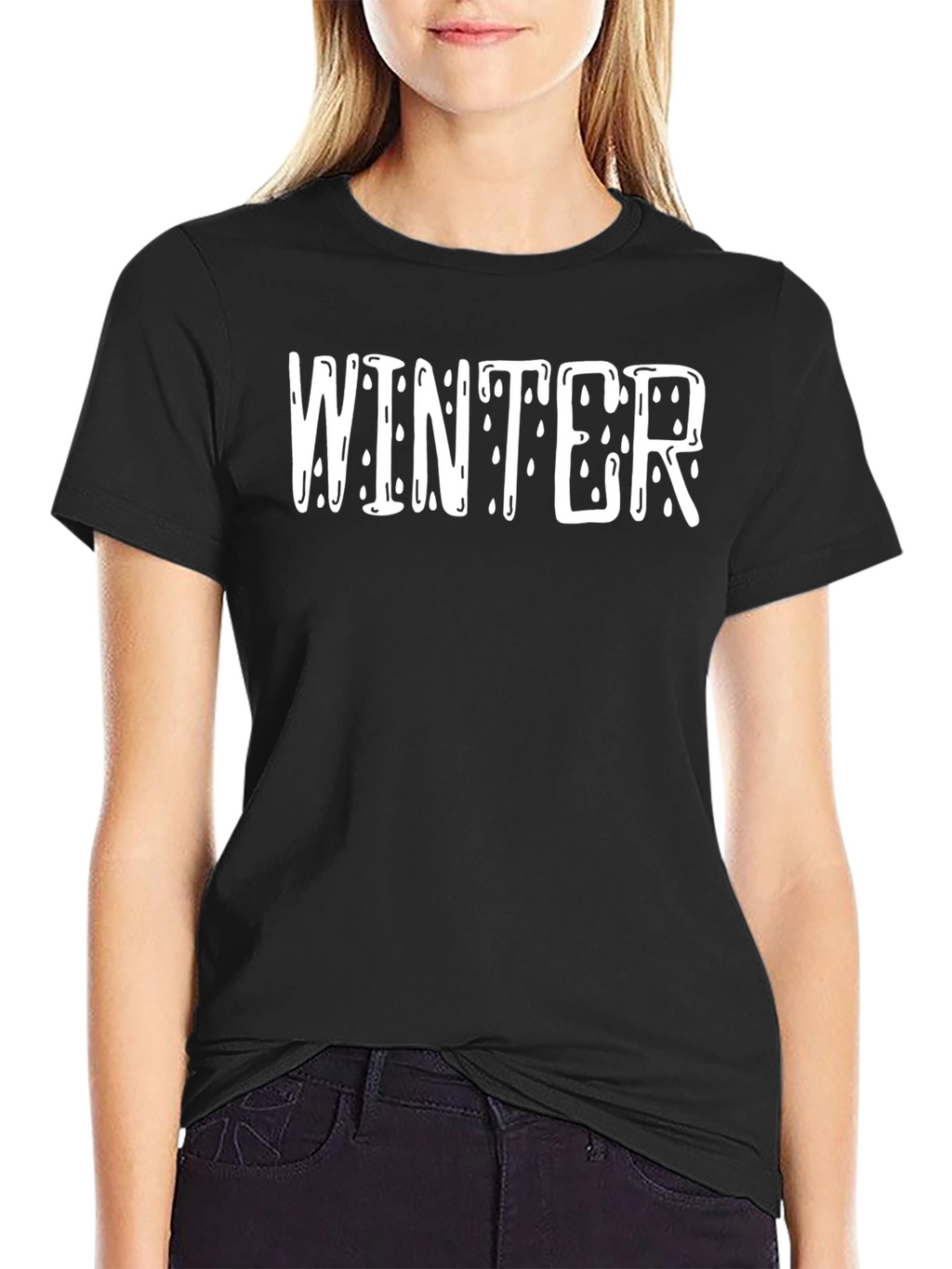 Winter Drip Graphic Tee - Black Cotton T-Shirt