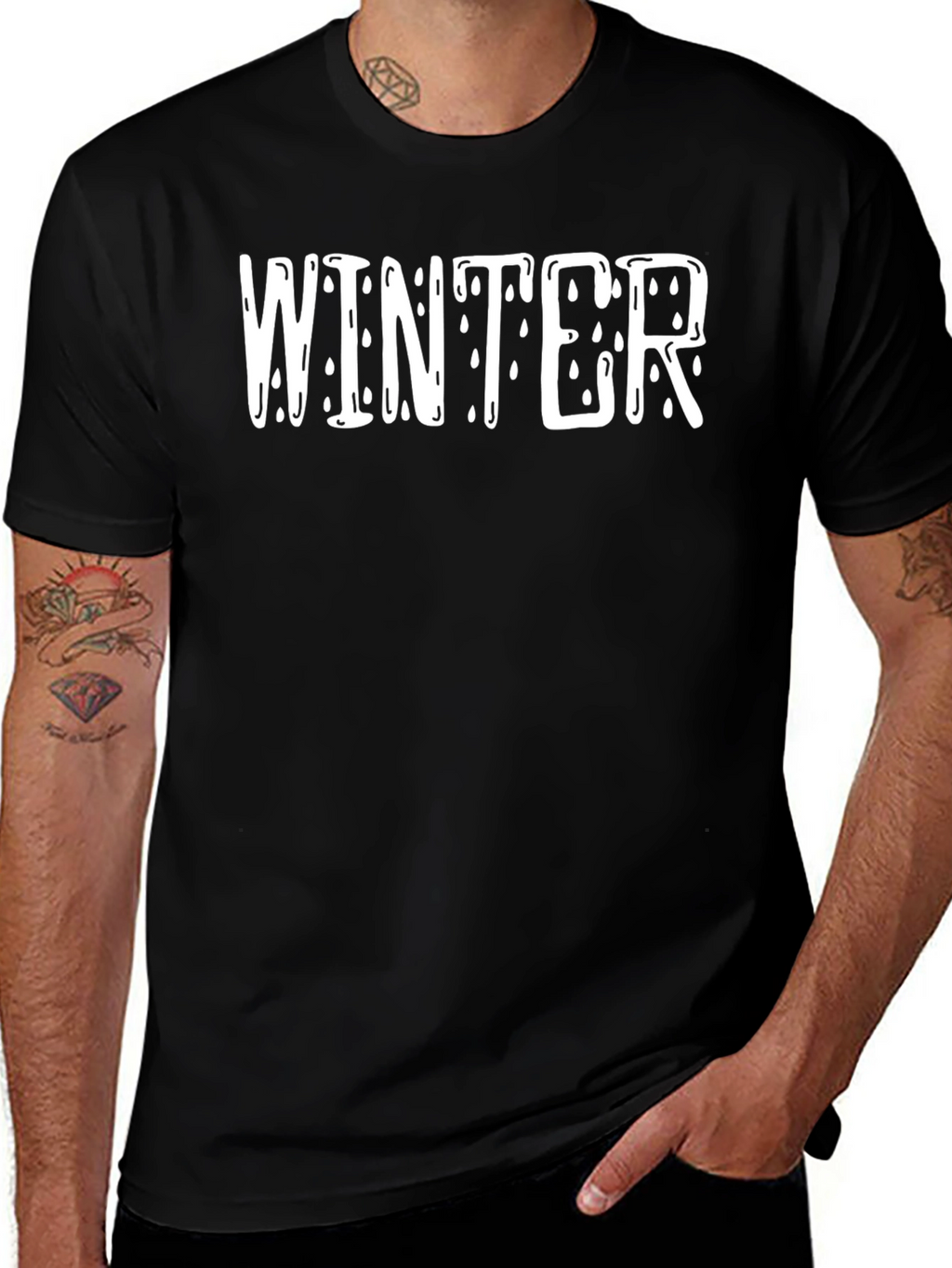 Winter Drip Graphic Tee - Black Cotton T-Shirt