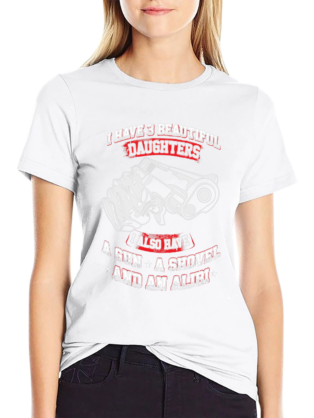 3 Daughters Gun Shovel Alibi Graphic Tee