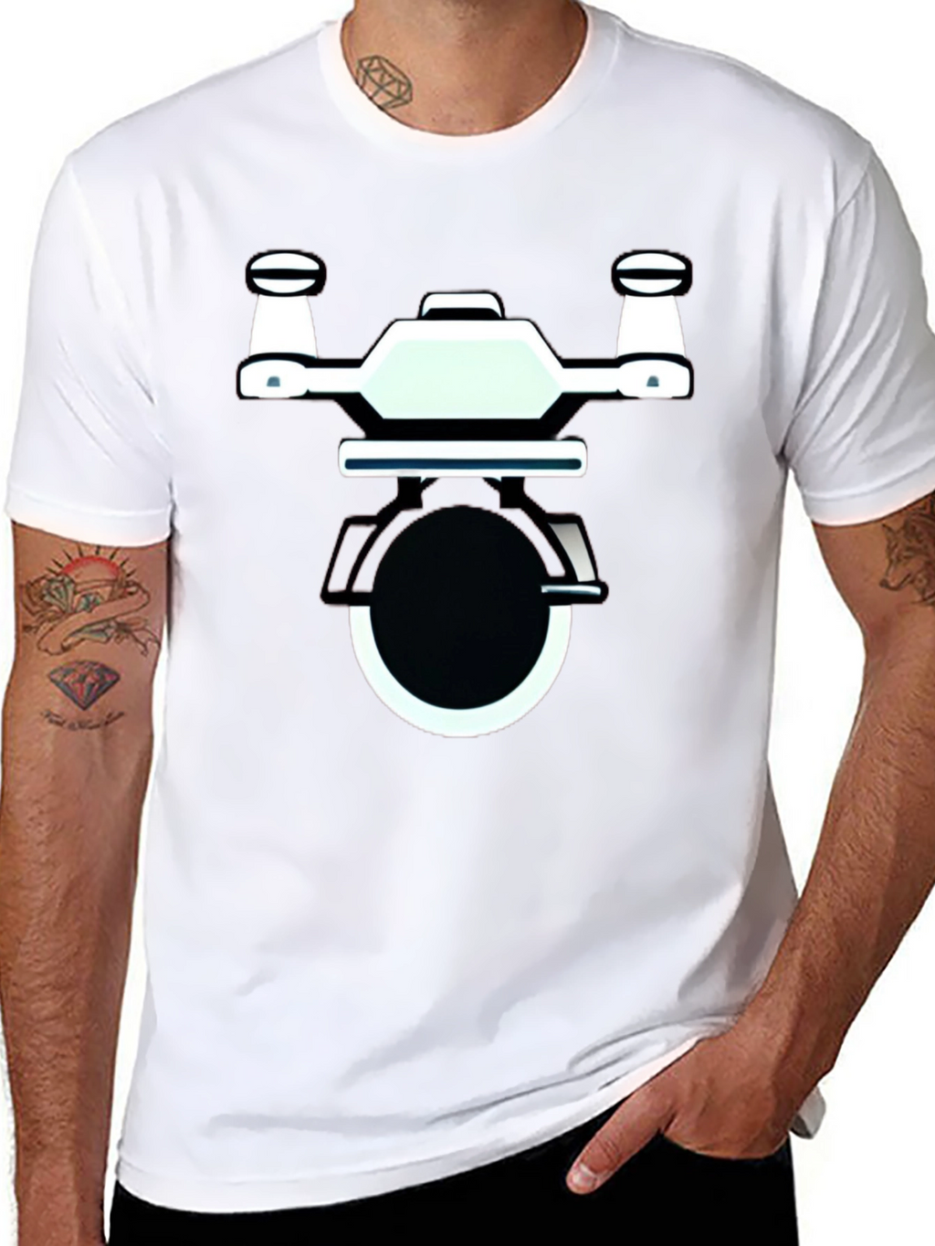 Drone Graphic Black T-Shirt | Modern Design