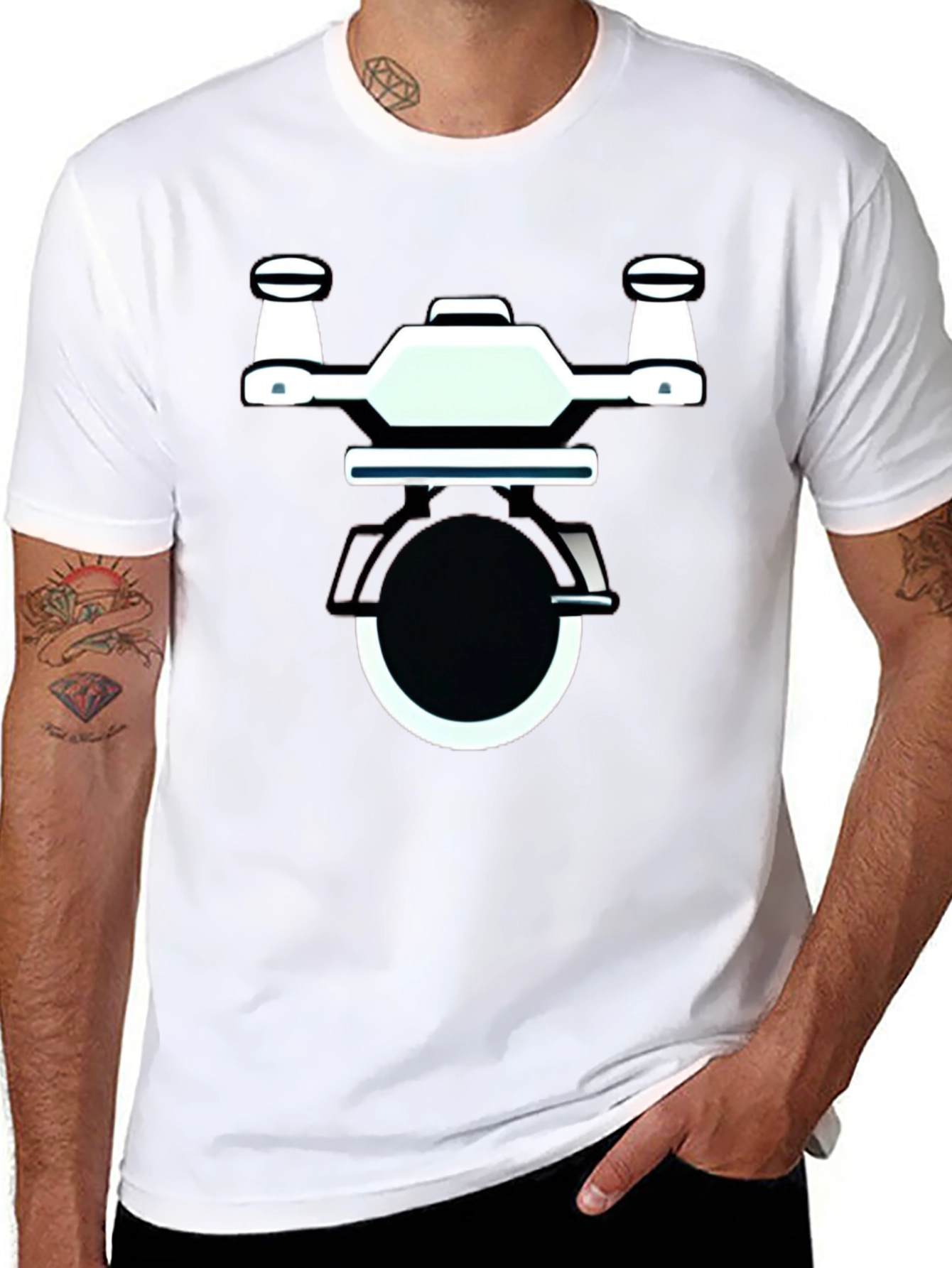 Drone Graphic Black T-Shirt | Modern Design