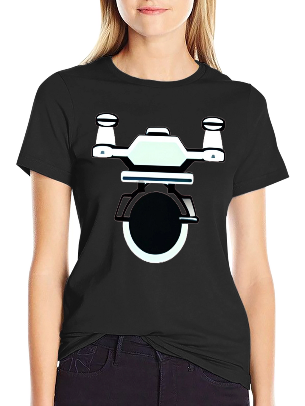 Drone Graphic Black T-Shirt | Modern Design