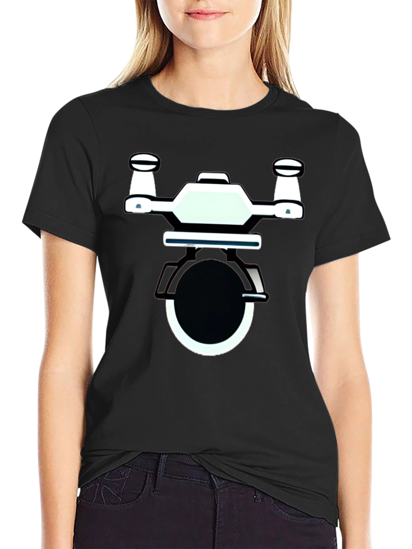 Drone Graphic Black T-Shirt | Modern Design