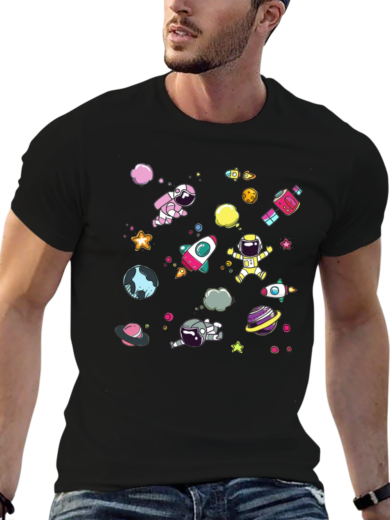 Space Explorer T-Shirt: Astronauts & Planets Design