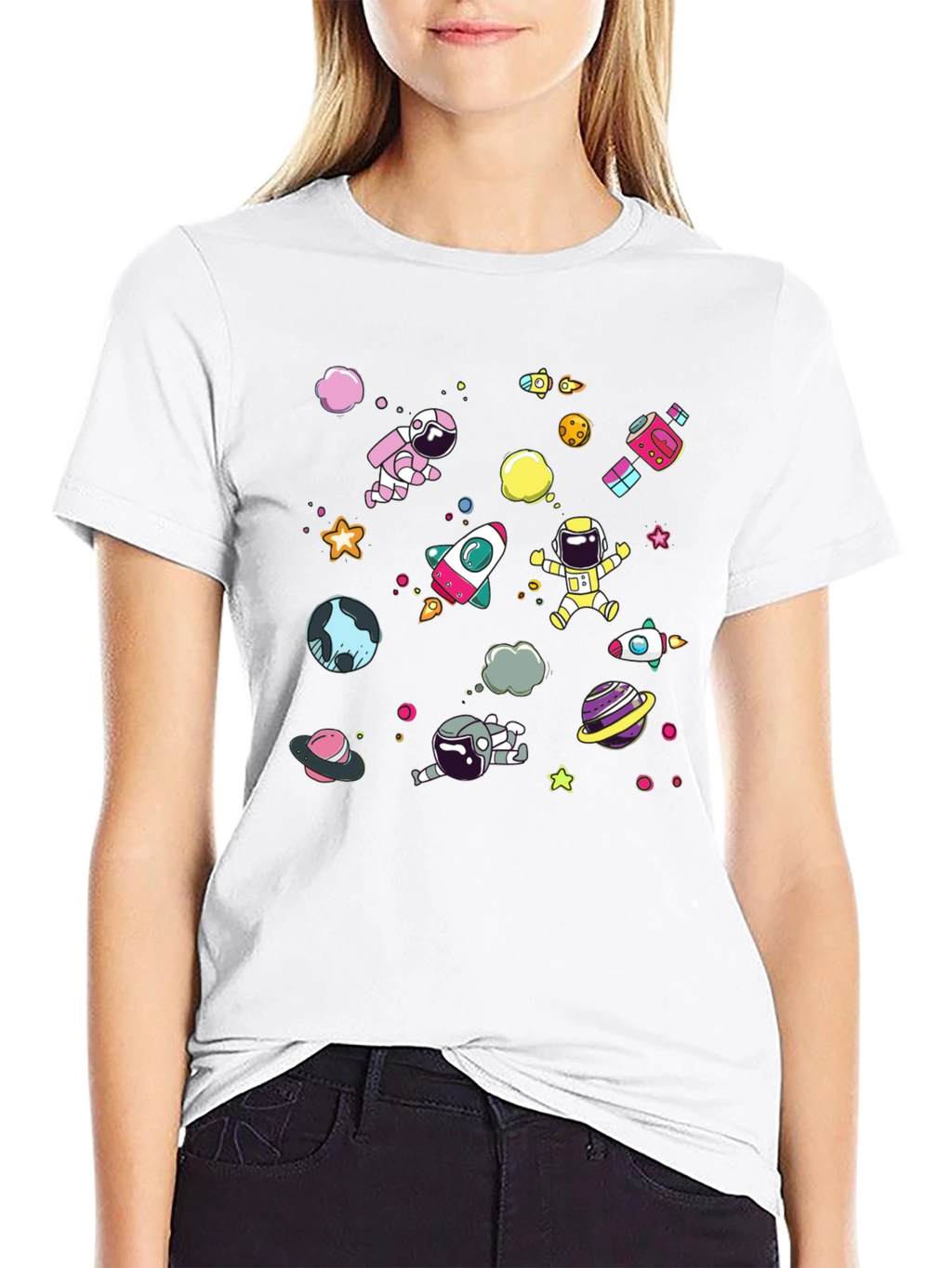 Space Explorer T-Shirt: Astronauts & Planets Design
