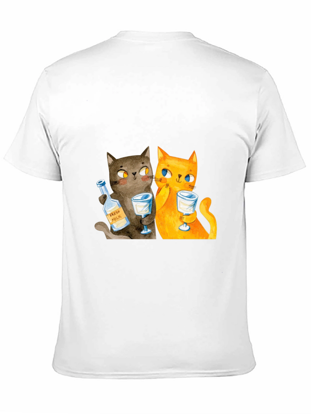 Cat Lover Tee: Cartoon Cats Drinking Milk T-Shirt