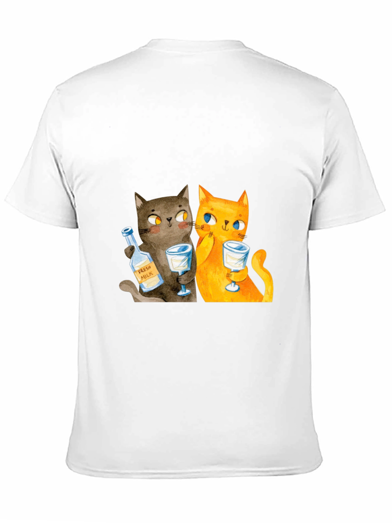 Cat Lover Tee: Cartoon Cats Drinking Milk T-Shirt