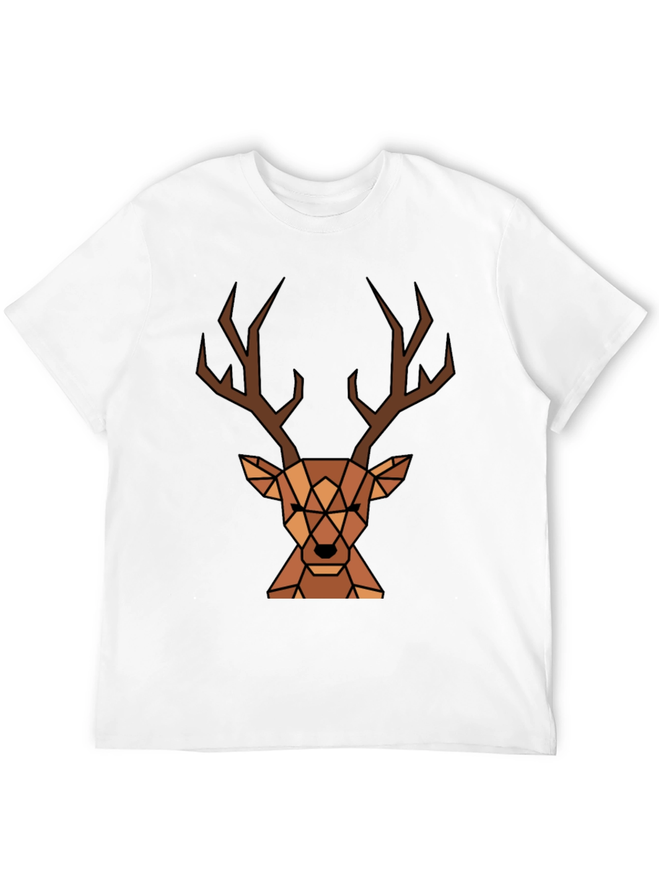 Geometric Deer Graphic Tee - Black T-Shirt