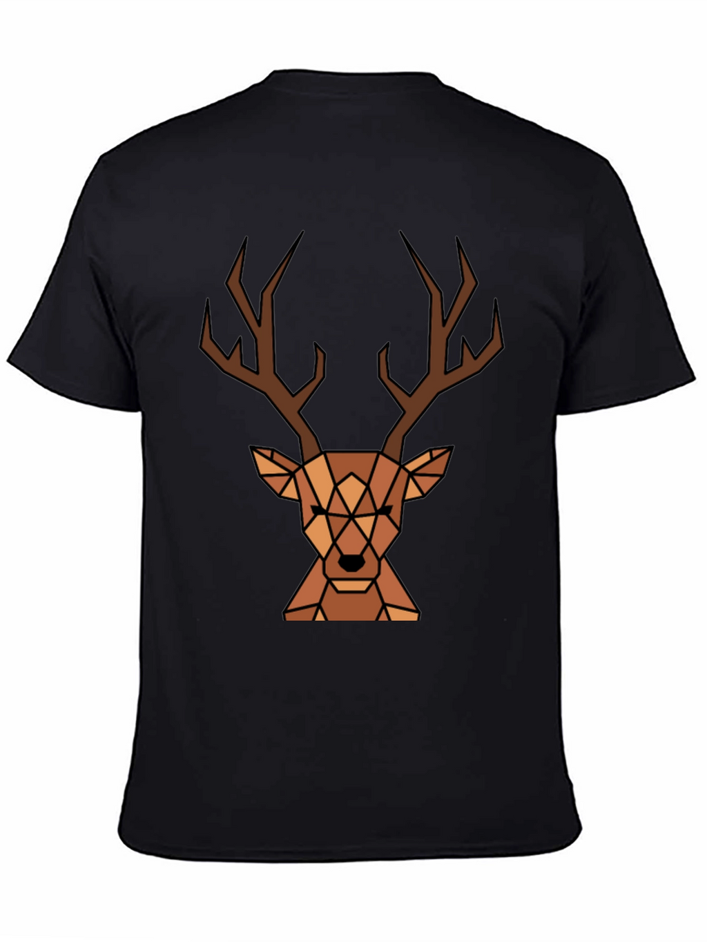 Geometric Deer Graphic Tee - Black T-Shirt