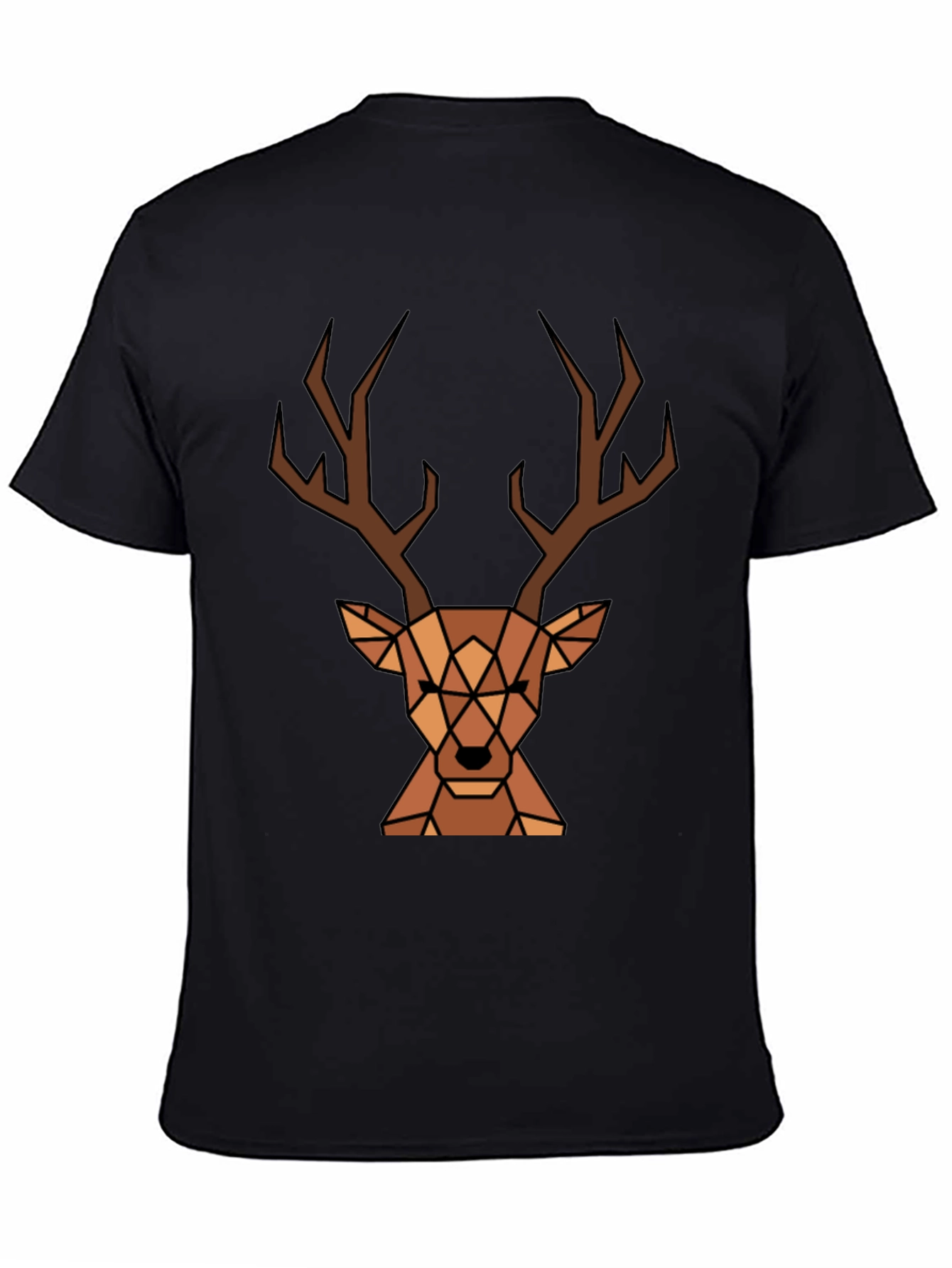 Geometric Deer Graphic Tee - Black T-Shirt