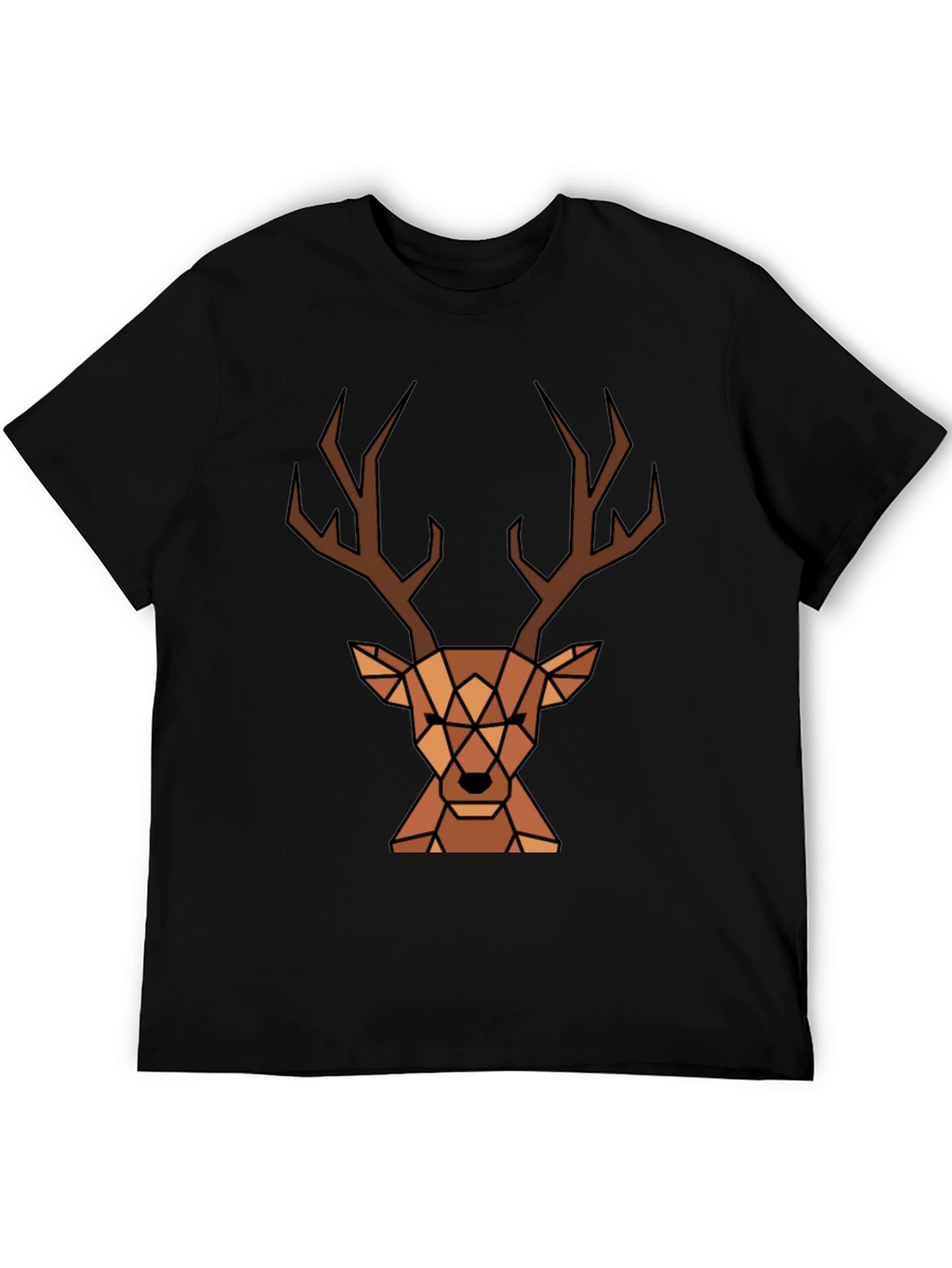 Geometric Deer Graphic Tee - Black T-Shirt