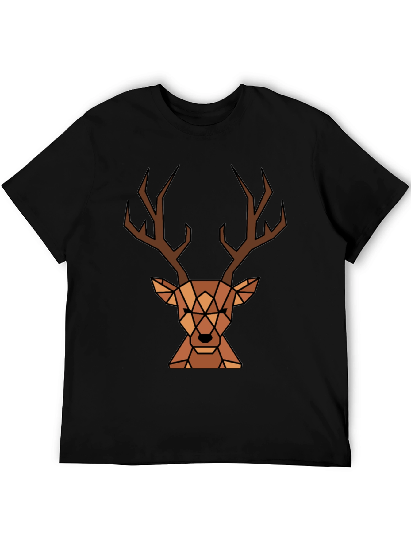 Geometric Deer Graphic Tee - Black T-Shirt